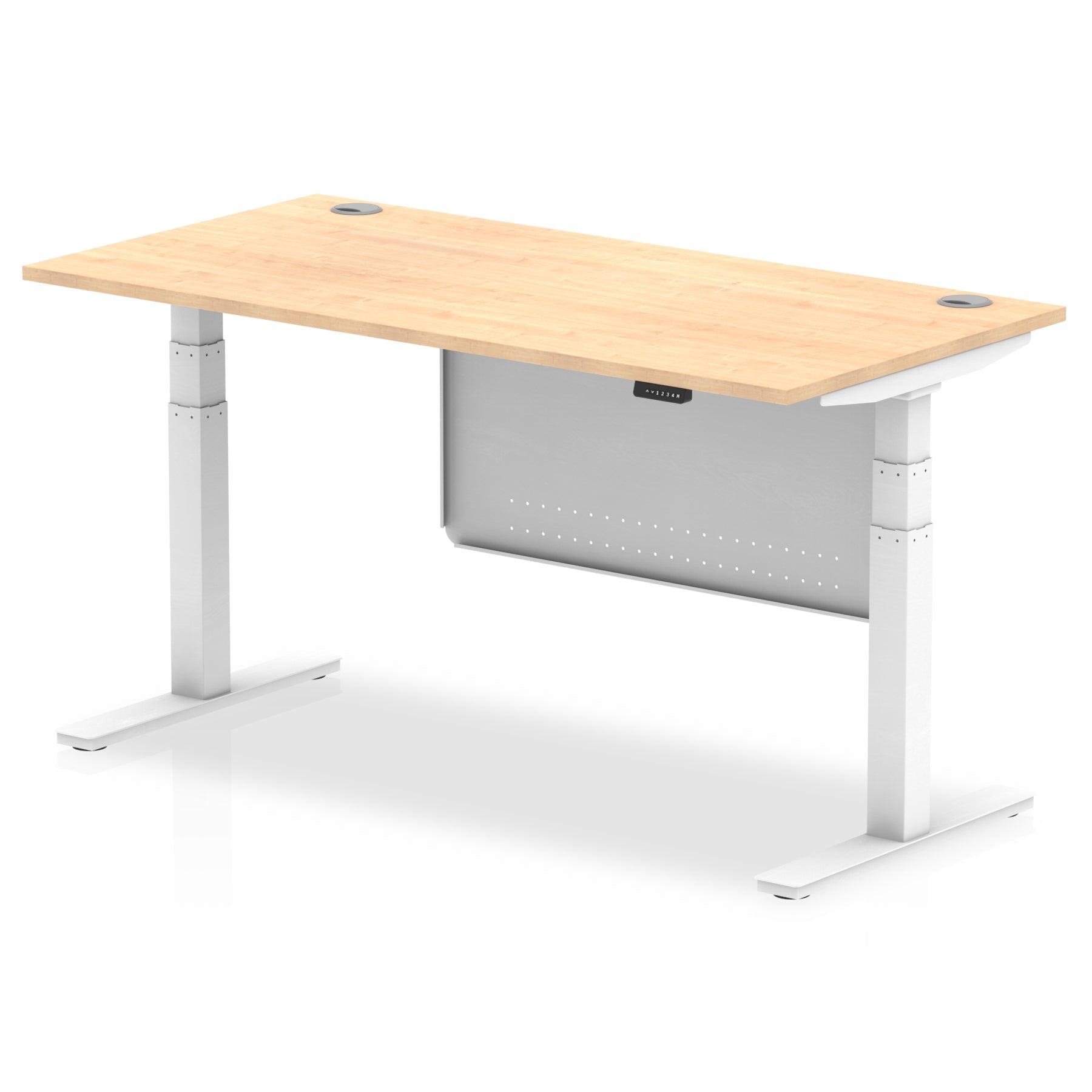 Office furniture air-height-adjustable-desk-with-cable-ports-with-steel-modesty-panel Dynamic  160 Colour Maple 