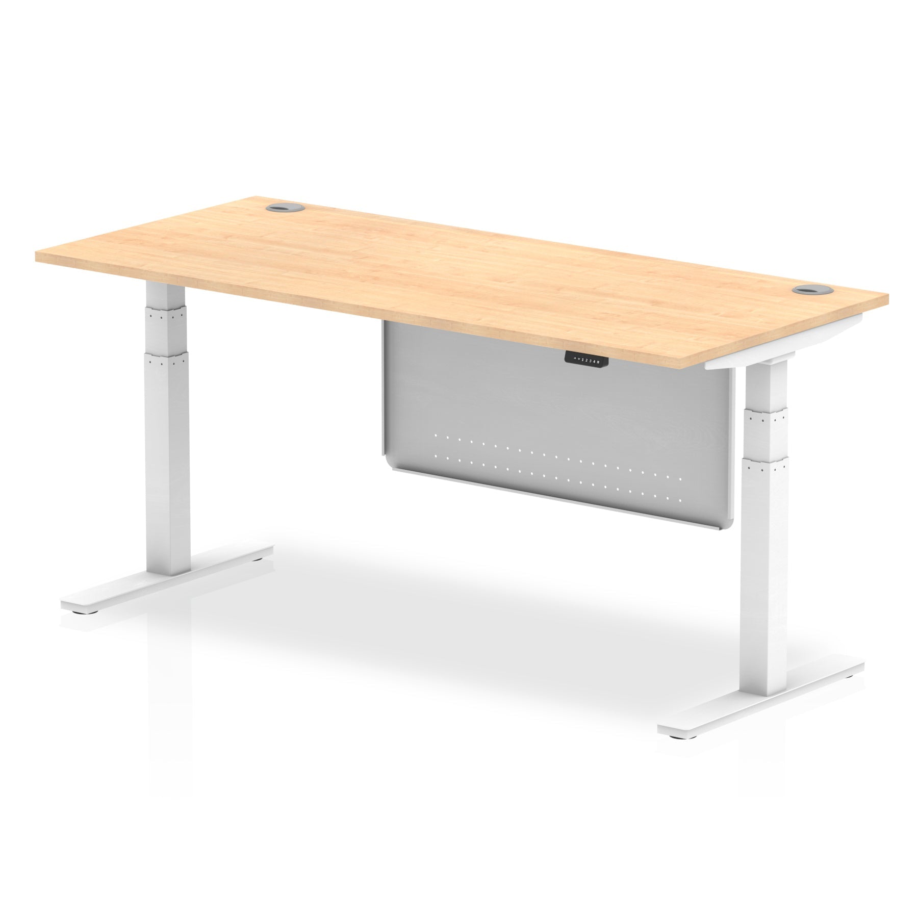 Office furniture air-height-adjustable-desk-with-cable-ports-with-steel-modesty-panel Dynamic  180 Colour Maple 