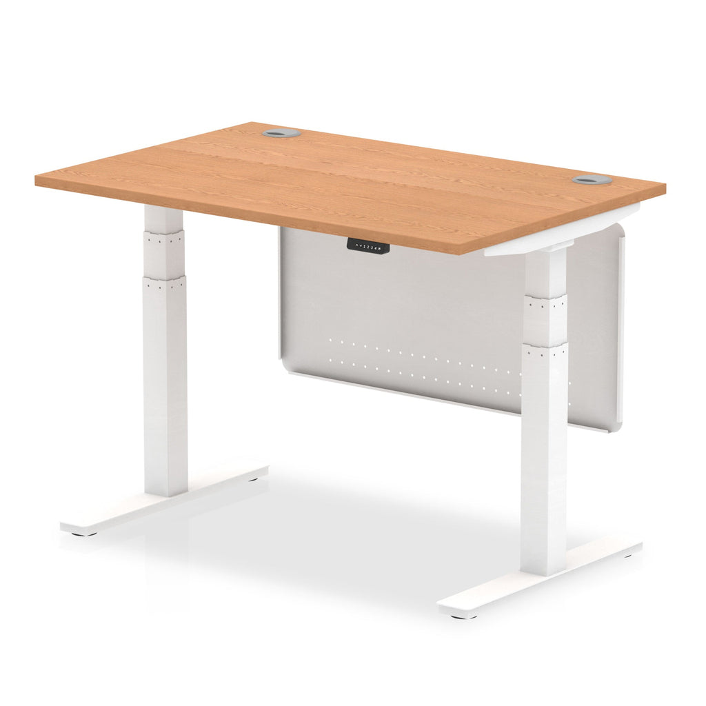 Office furniture air-height-adjustable-desk-with-steel-modesty-panel Dynamic  140 Colour Oak 