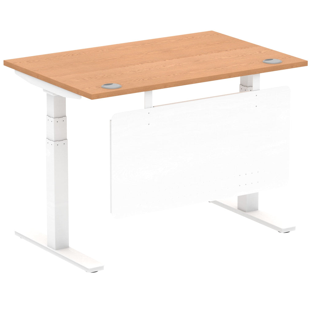 Office furniture air-height-adjustable-desk-with-steel-modesty-panel Dynamic  160 Colour Oak 