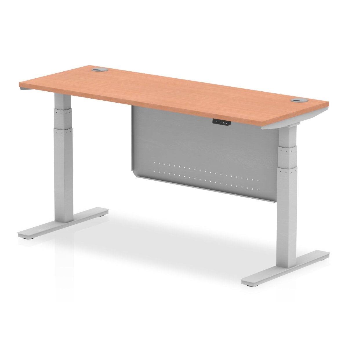 air-slimline-height-adjustable-desk-with-cable-ports-with-steel-modesty-panel Dynamic  160 Colour Beech 