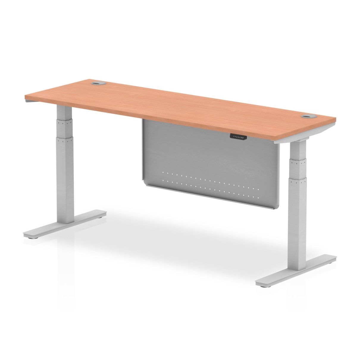 air-slimline-height-adjustable-desk-with-cable-ports-with-steel-modesty-panel Dynamic  180 Colour Beech 