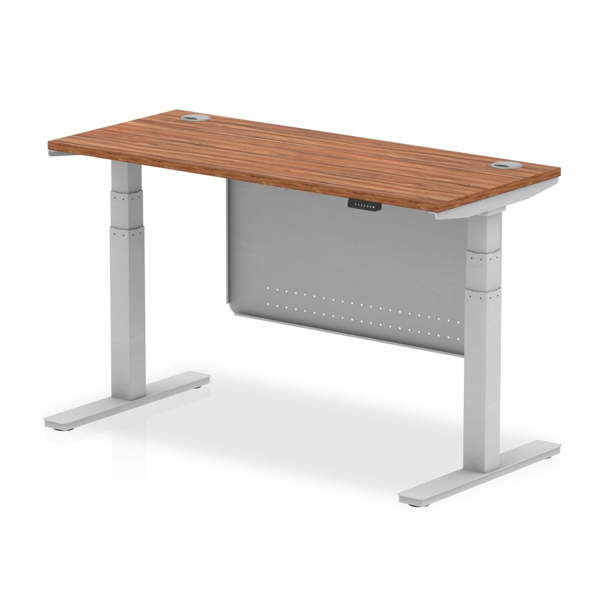 Office furniture air-slimline-height-adjustable-desk-with-cable-ports-with-steel-modesty-panel Dynamic  140 Colour Oak 