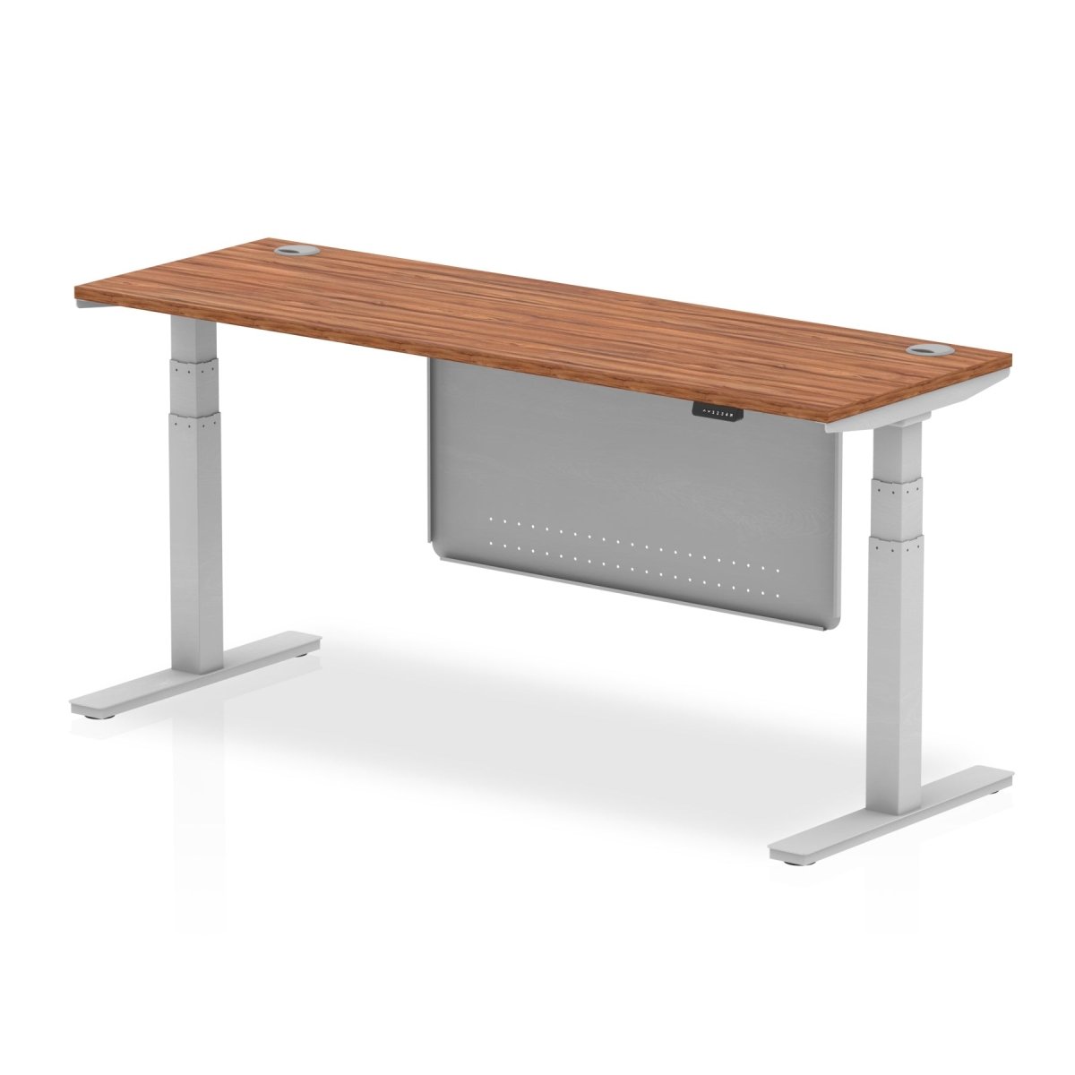 Office furniture air-slimline-height-adjustable-desk-with-cable-ports-with-steel-modesty-panel Dynamic  180 Colour Oak 