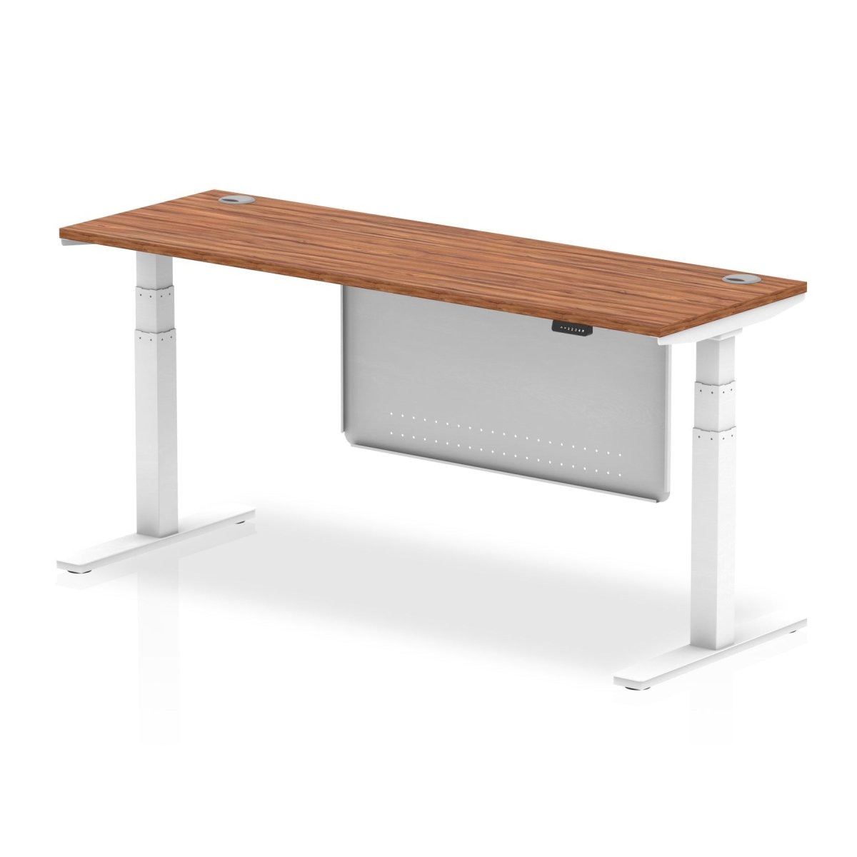 air-slimline-height-adjustable-desk-with-cable-ports-with-steel-modesty-panel Dynamic  180 Colour Grey Oak 