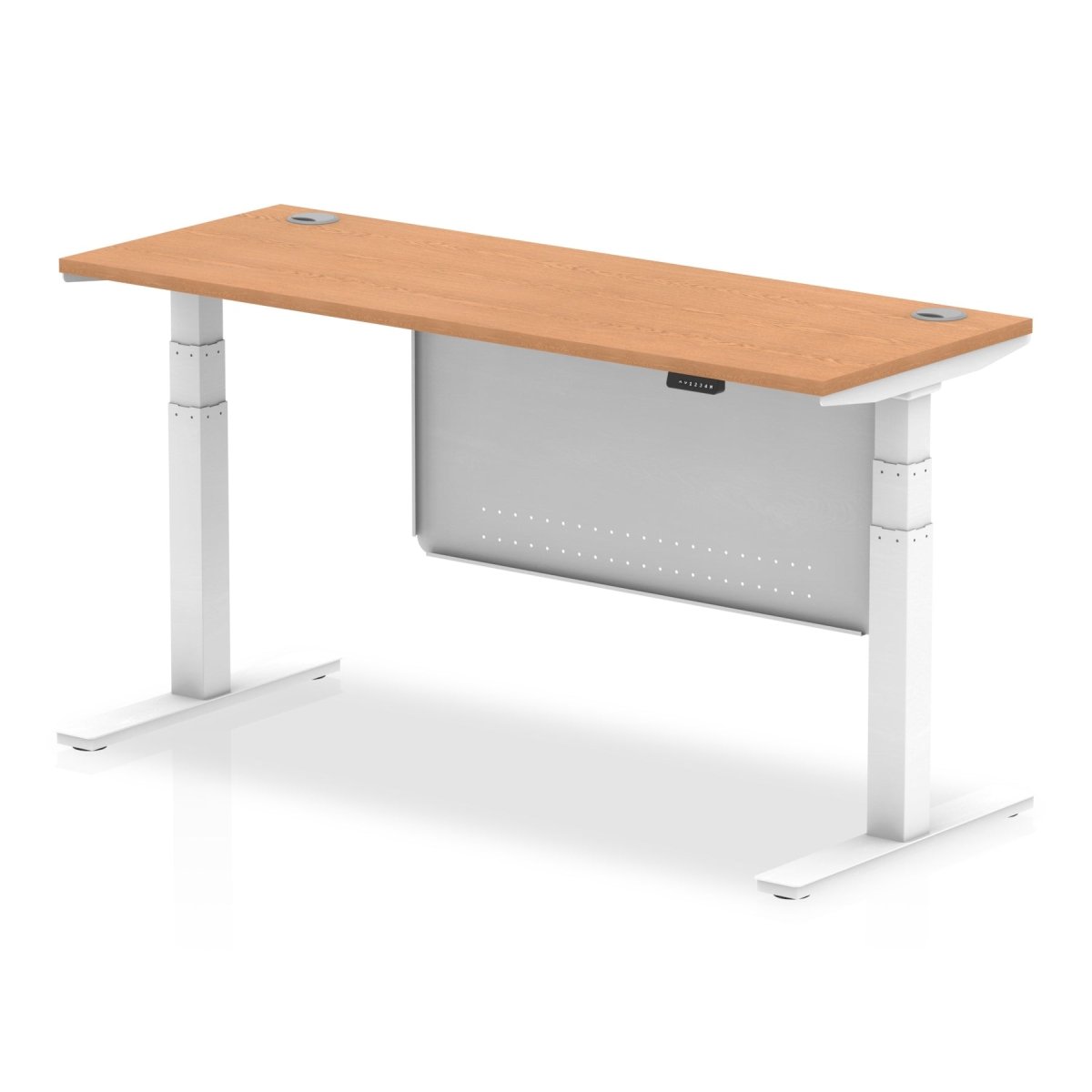 Office furniture air-slimline-height-adjustable-desk-with-cable-ports-with-steel-modesty-panel Dynamic  160 Colour Oak 