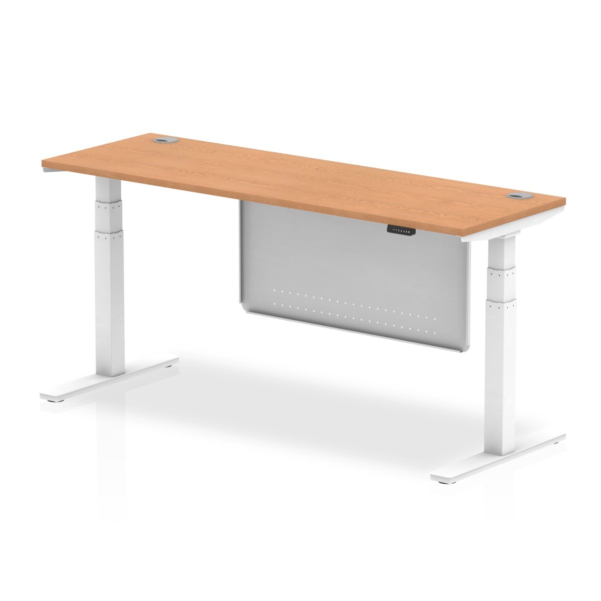 Office furniture air-slimline-height-adjustable-desk-with-cable-ports-with-steel-modesty-panel Dynamic  180 Colour Oak 