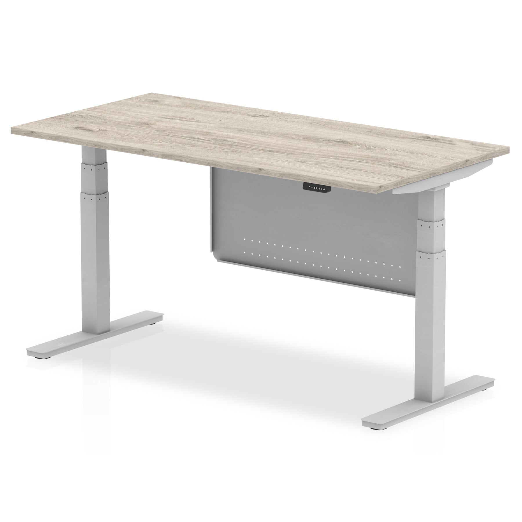 Office furniture air-height-adjustable-desk-with-steel-modesty-panel Dynamic  160 Colour Walnut 