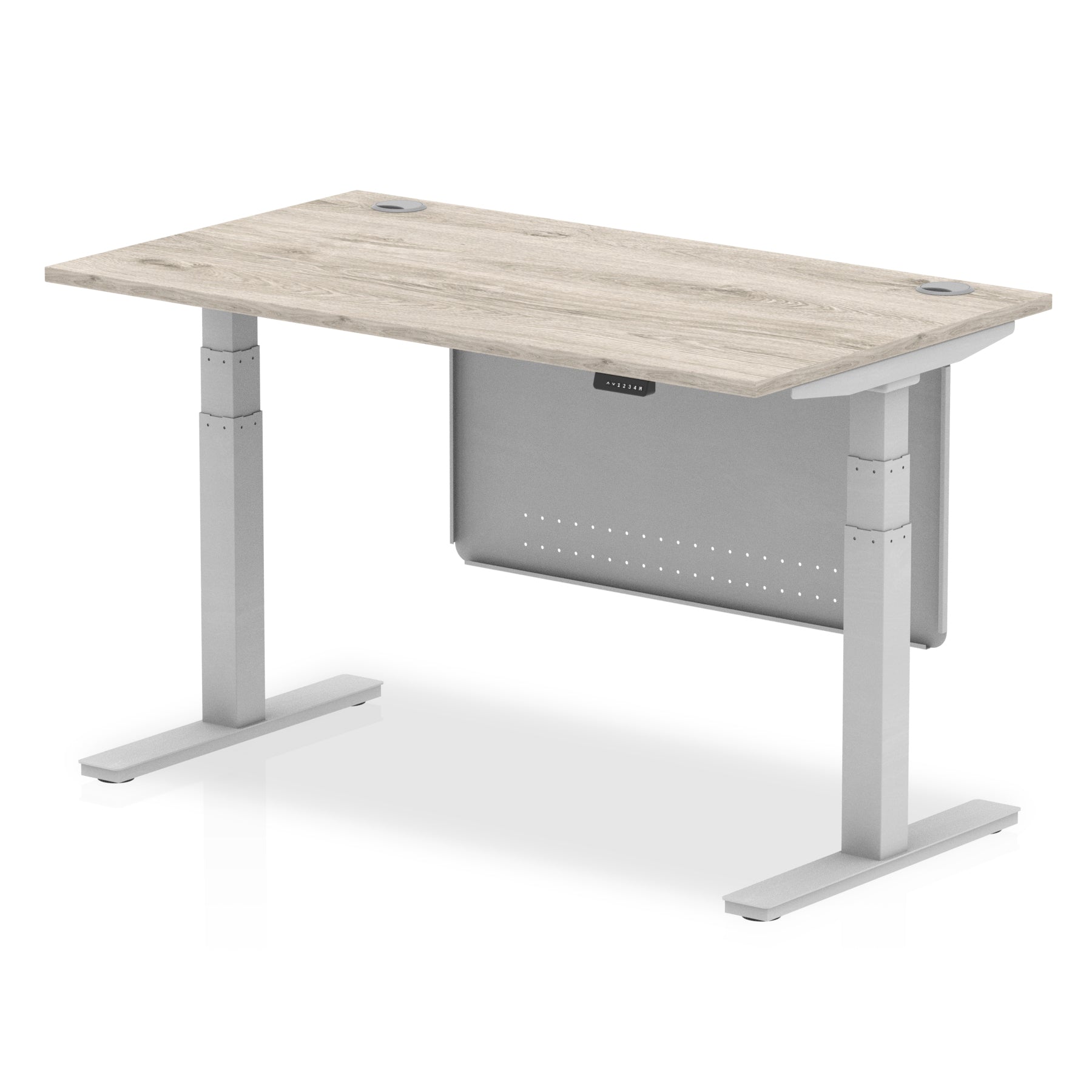 Office furniture air-height-adjustable-desk-with-cable-ports-with-steel-modesty-panel Dynamic  140 Colour Walnut 