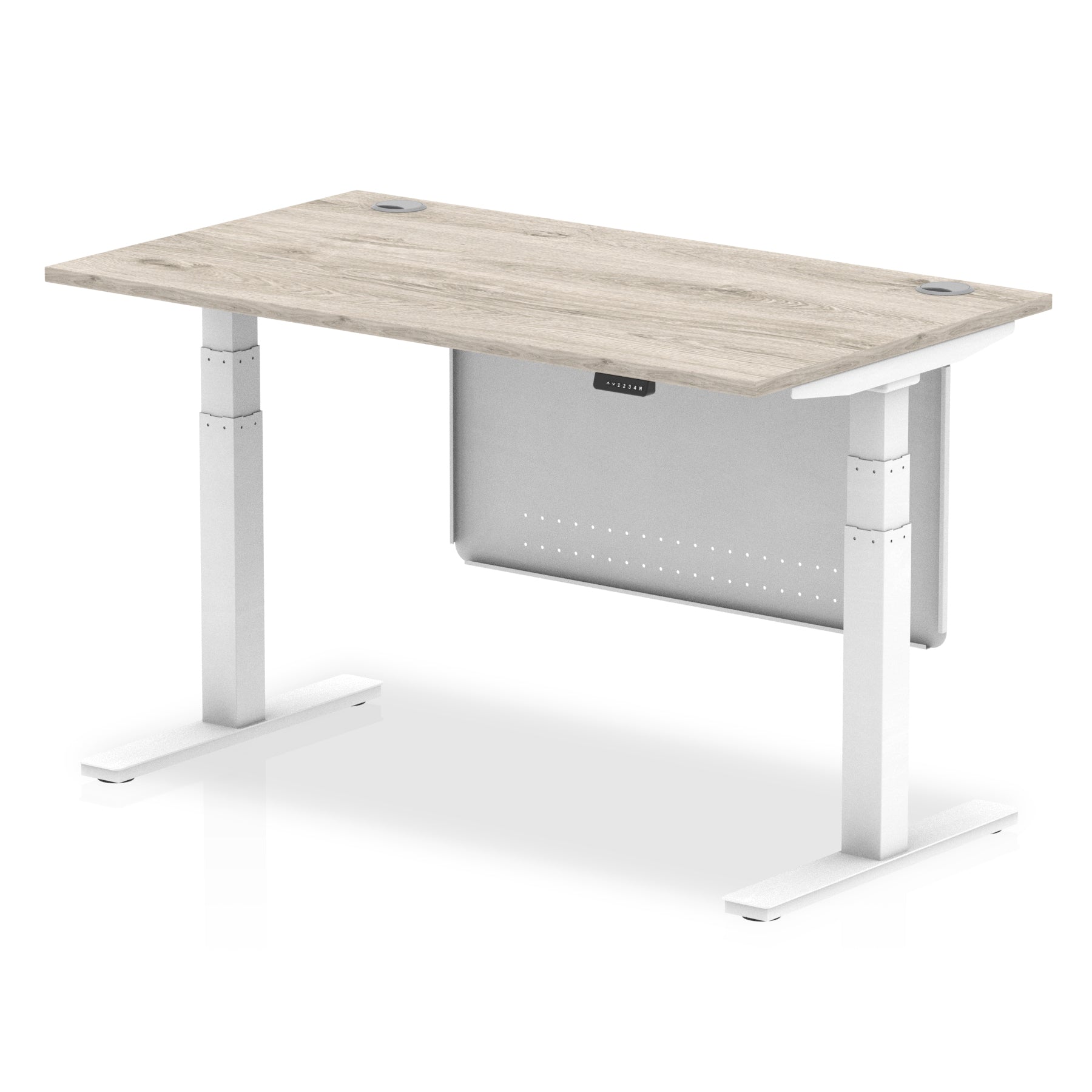 Office furniture air-height-adjustable-desk-with-cable-ports-with-steel-modesty-panel Dynamic  140 Colour White 