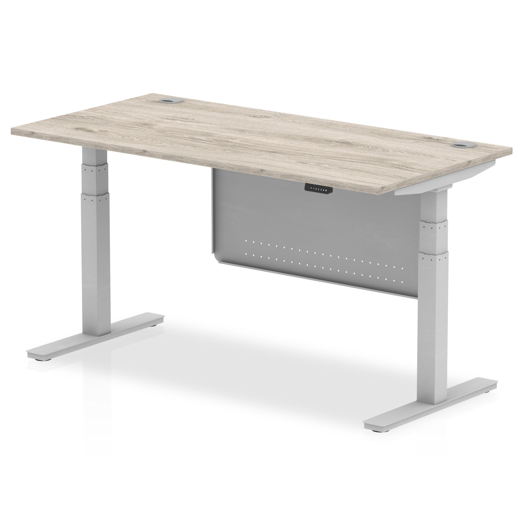Office furniture air-height-adjustable-desk-with-cable-ports-with-steel-modesty-panel Dynamic  160 Colour Walnut 