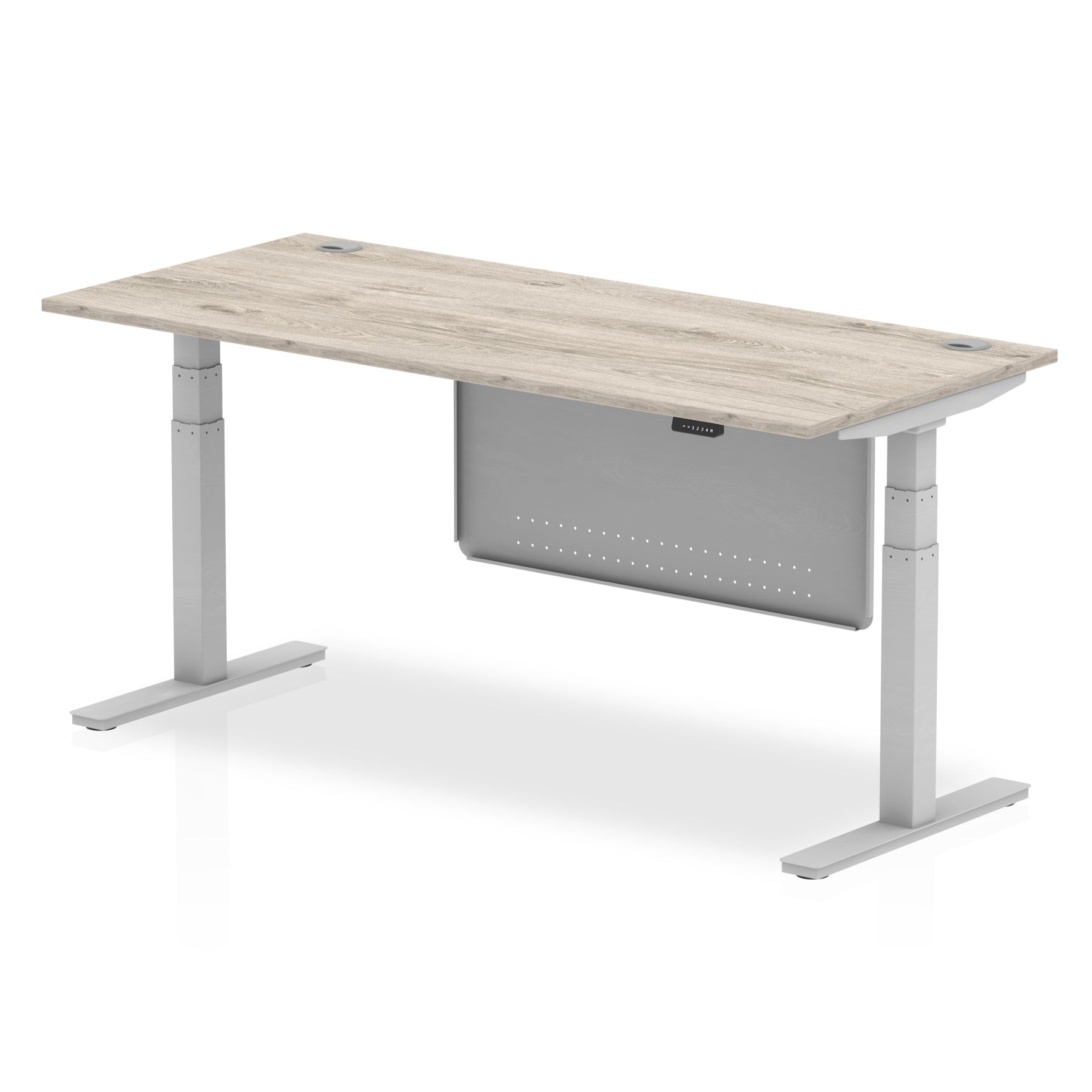 Office furniture air-height-adjustable-desk-with-cable-ports-with-steel-modesty-panel Dynamic  180 Colour Walnut 
