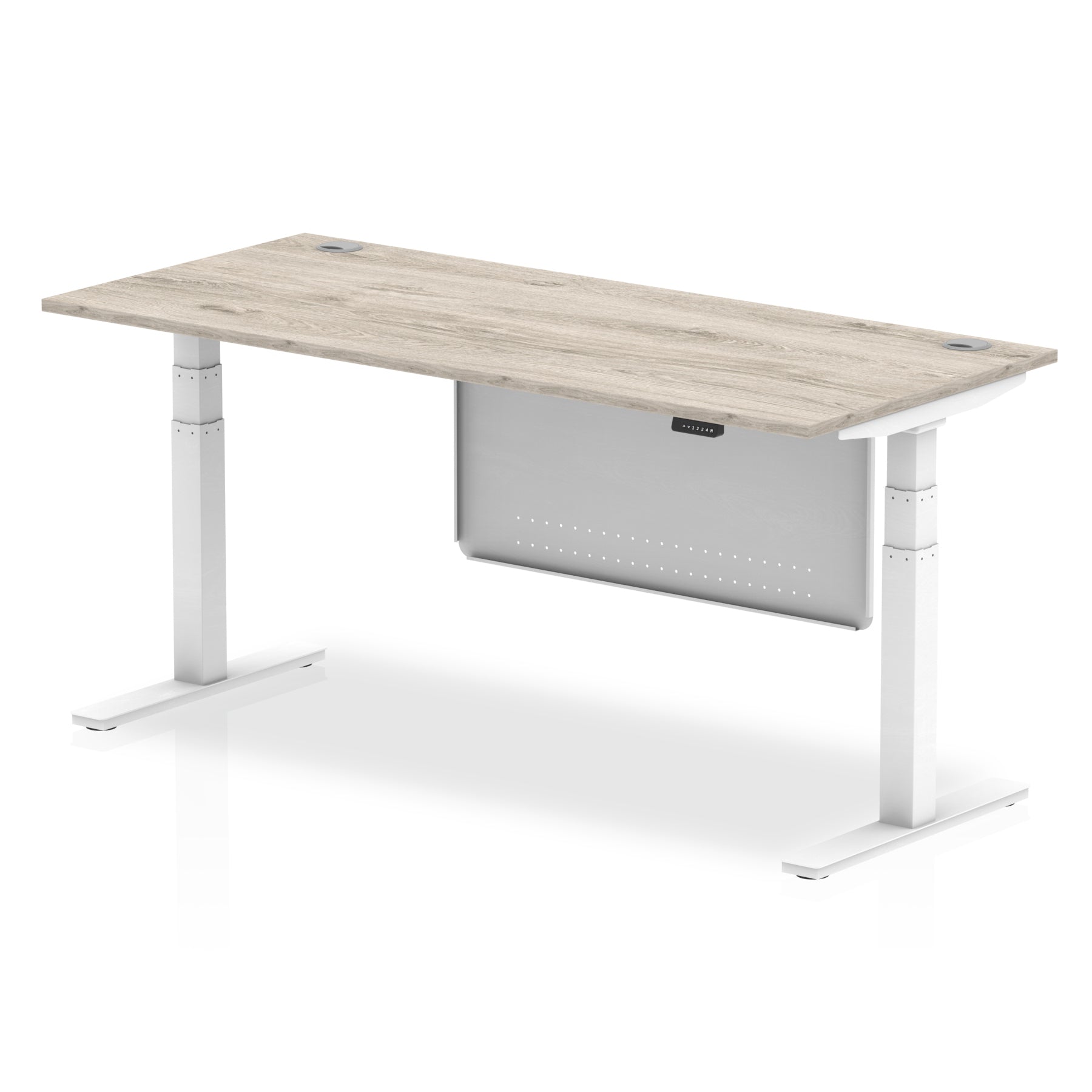 Office furniture air-height-adjustable-desk-with-cable-ports-with-steel-modesty-panel Dynamic  180 Colour White 