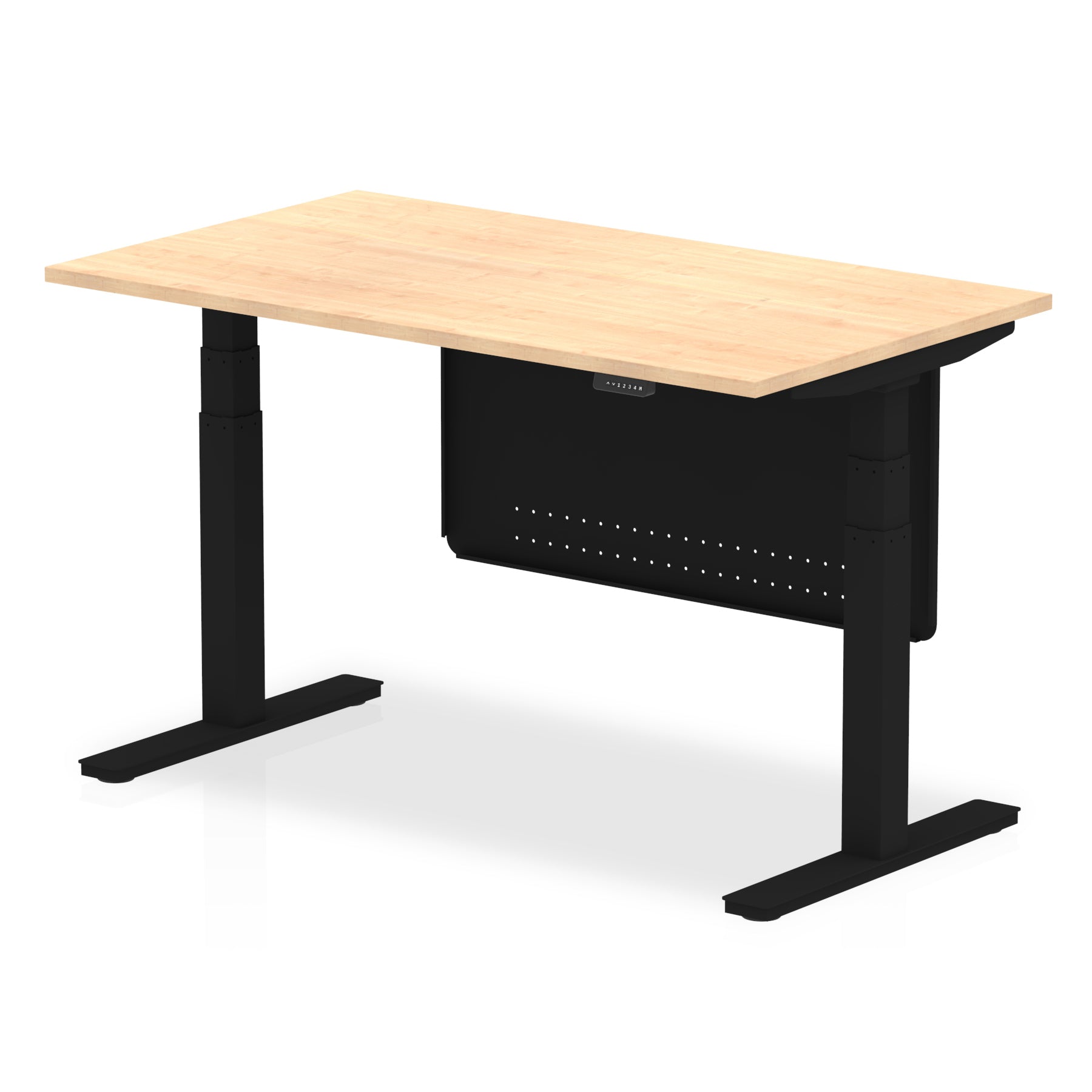 Office furniture air-height-adjustable-desk-with-steel-modesty-panel Dynamic  120 Colour Maple 