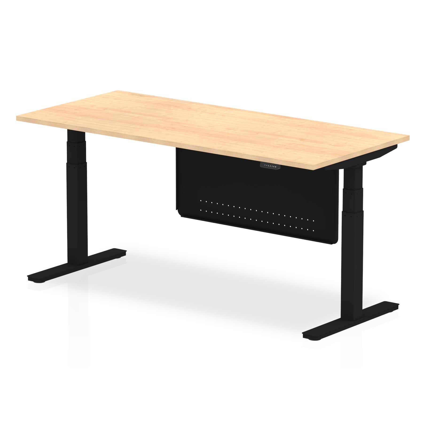 Office furniture air-height-adjustable-desk-with-steel-modesty-panel Dynamic  160 Colour Maple 