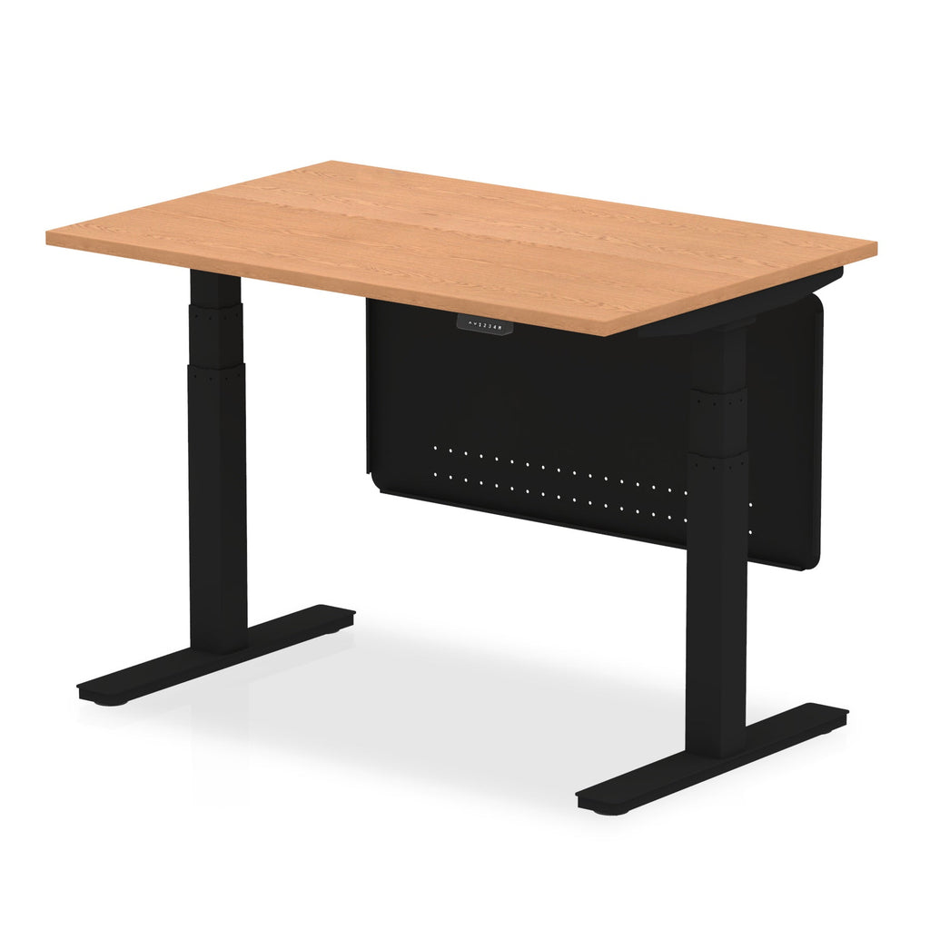 Office furniture air-height-adjustable-desk-with-steel-modesty-panel Dynamic  180 Colour Maple 