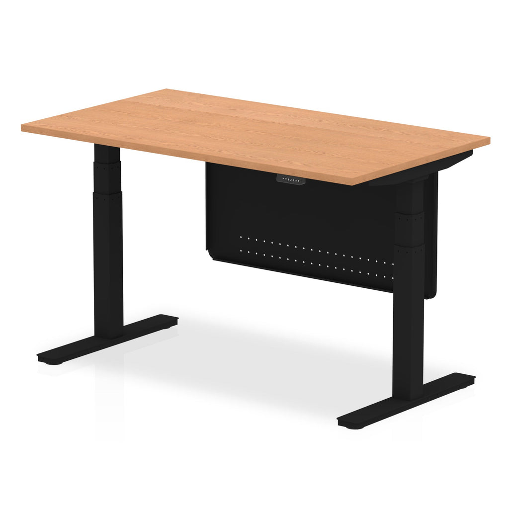 Office furniture air-height-adjustable-desk-with-steel-modesty-panel Dynamic  120 Colour Oak 