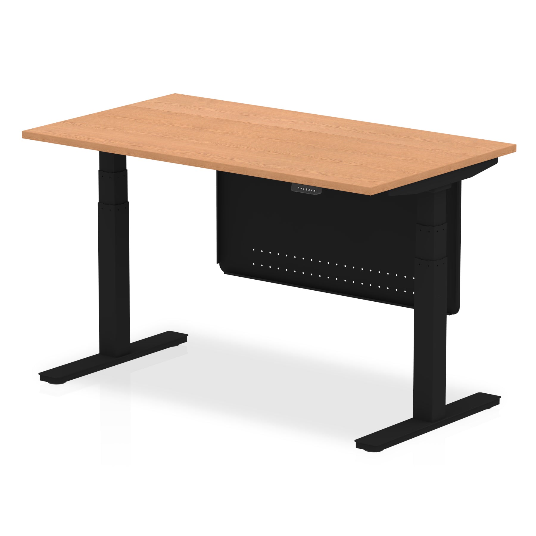 Office furniture air-height-adjustable-desk-with-steel-modesty-panel Dynamic  120 Colour Oak 