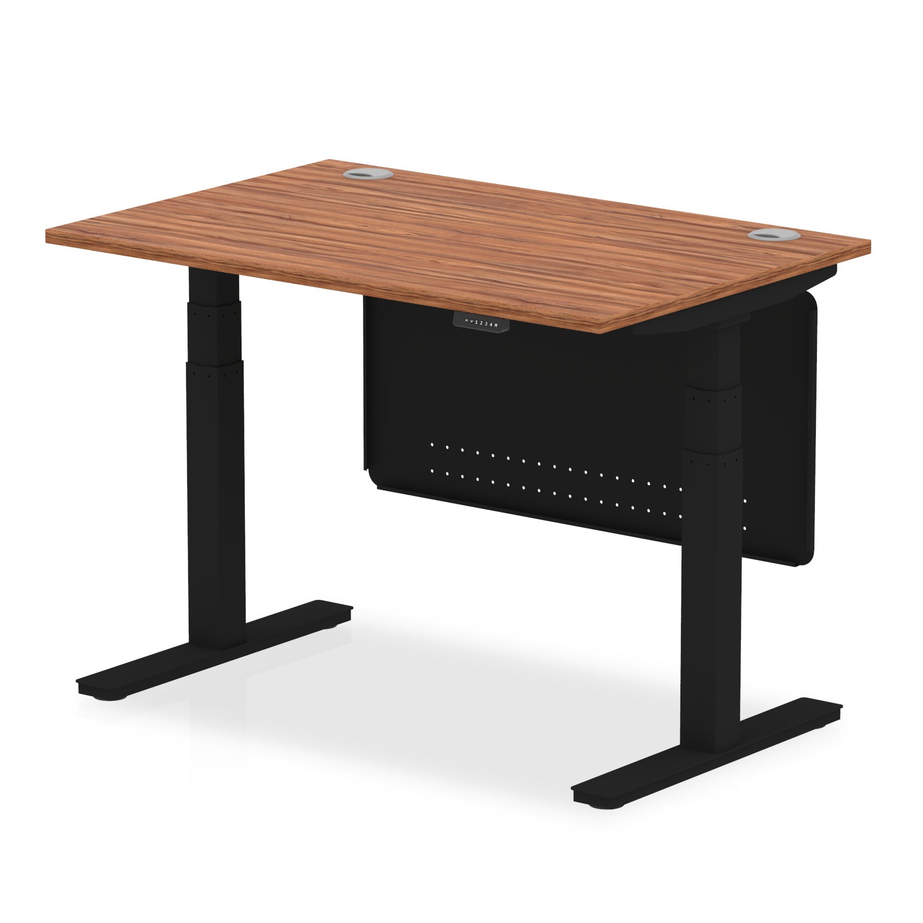 Office furniture air-height-adjustable-desk-with-cable-ports-with-steel-modesty-panel Dynamic  120 Colour Oak 
