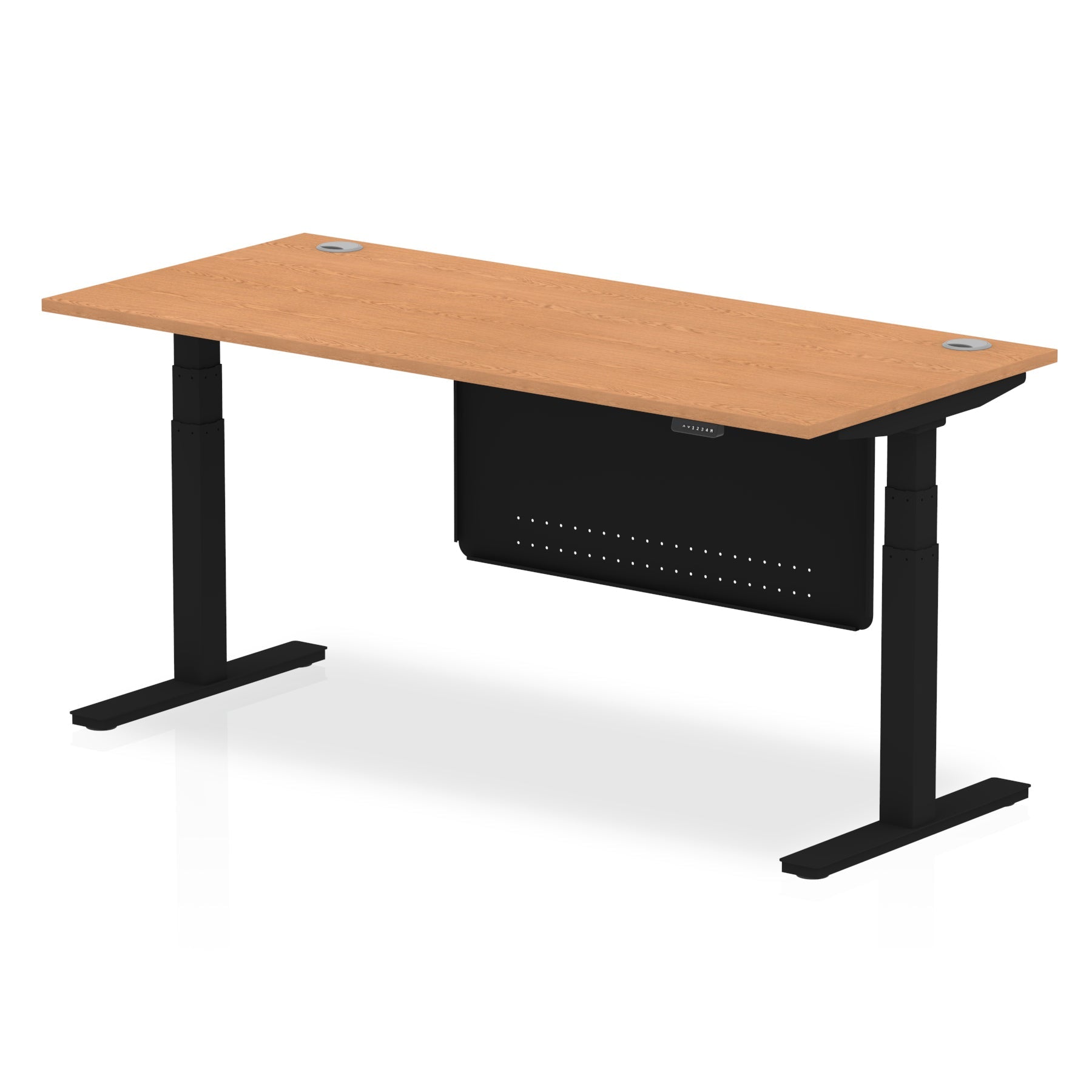 Office furniture air-height-adjustable-desk-with-cable-ports-with-steel-modesty-panel Dynamic  180 Colour Maple 
