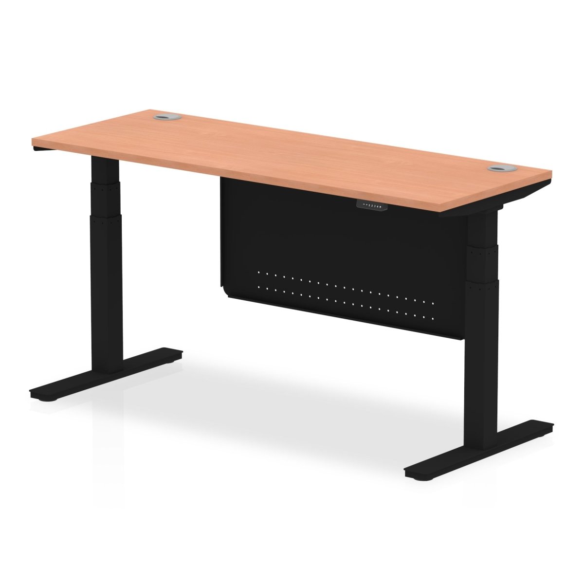 air-slimline-height-adjustable-desk-with-cable-ports-with-steel-modesty-panel Dynamic  160 Colour Beech 