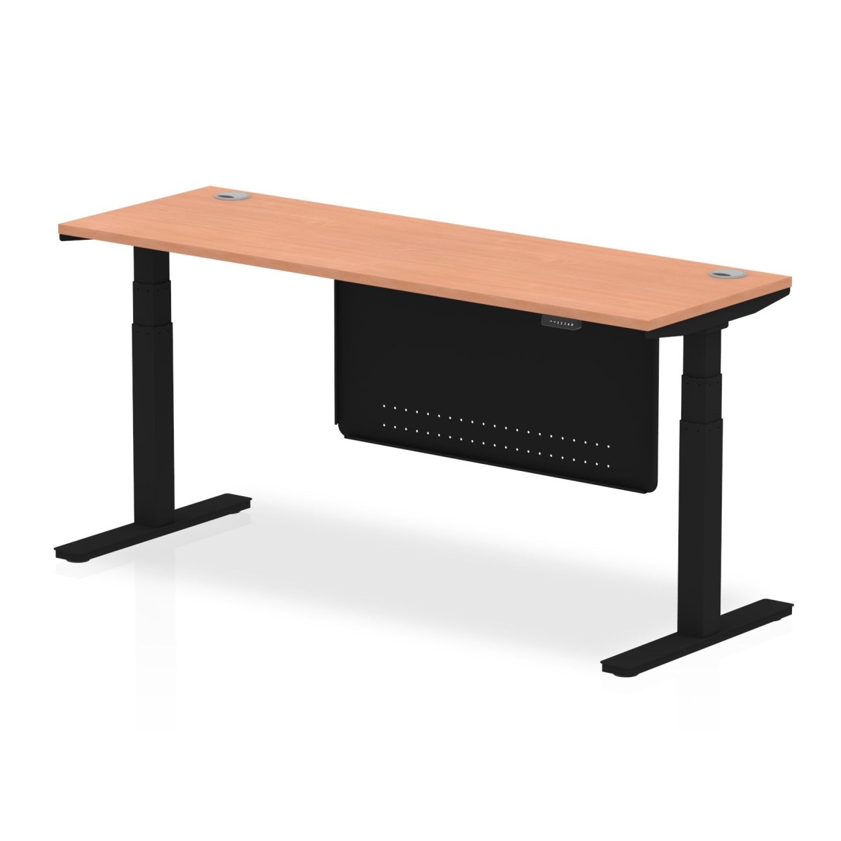 air-slimline-height-adjustable-desk-with-cable-ports-with-steel-modesty-panel Dynamic  180 Colour Beech 