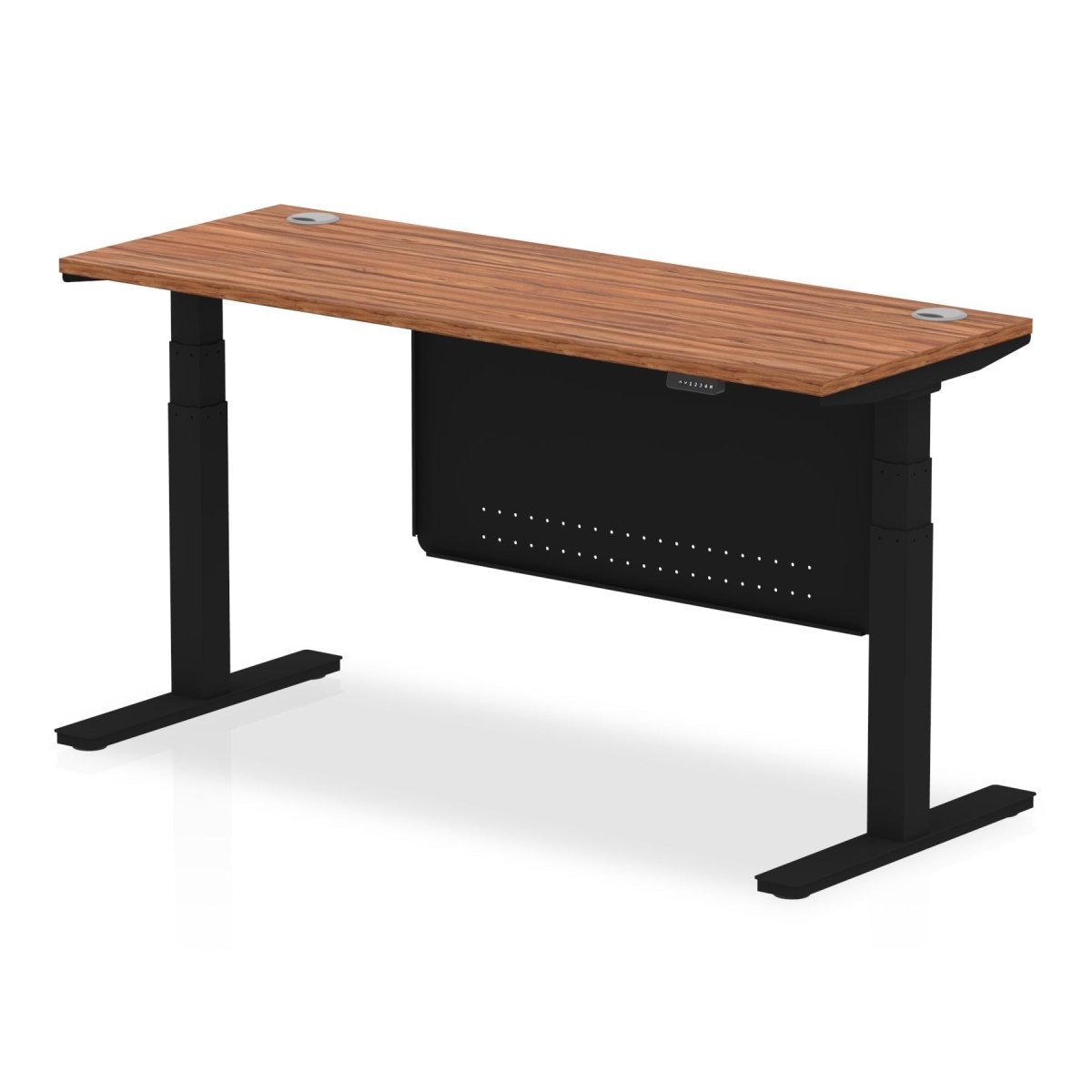 Office furniture air-slimline-height-adjustable-desk-with-cable-ports-with-steel-modesty-panel Dynamic  160 Colour Oak 