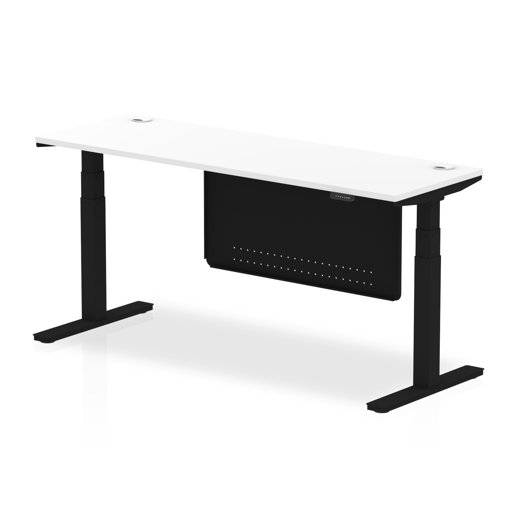 air-slimline-height-adjustable-desk-with-cable-ports-with-steel-modesty-panel Dynamic  180 Colour Grey Oak 