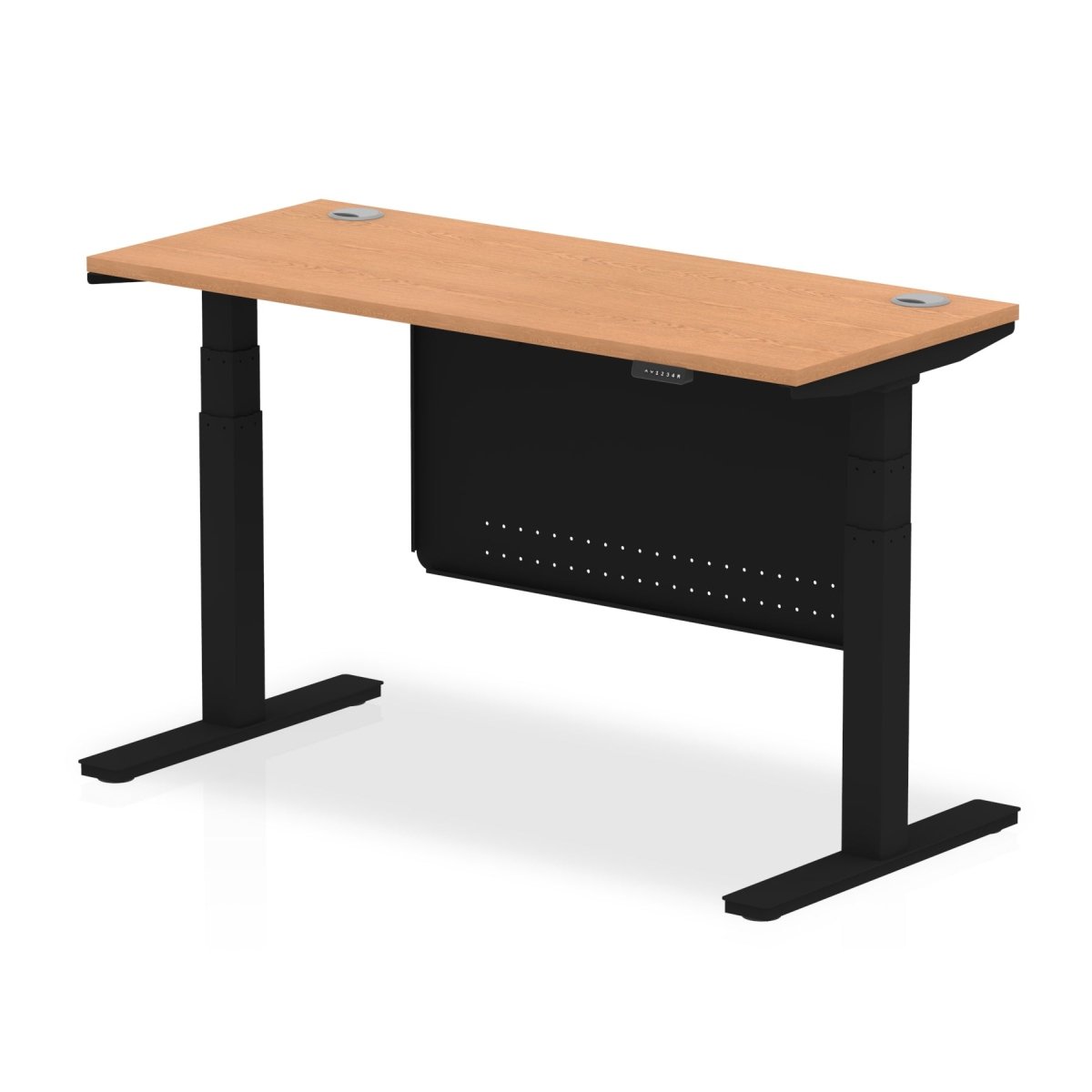 air-slimline-height-adjustable-desk-with-cable-ports-with-steel-modesty-panel Dynamic  140 Colour Maple 
