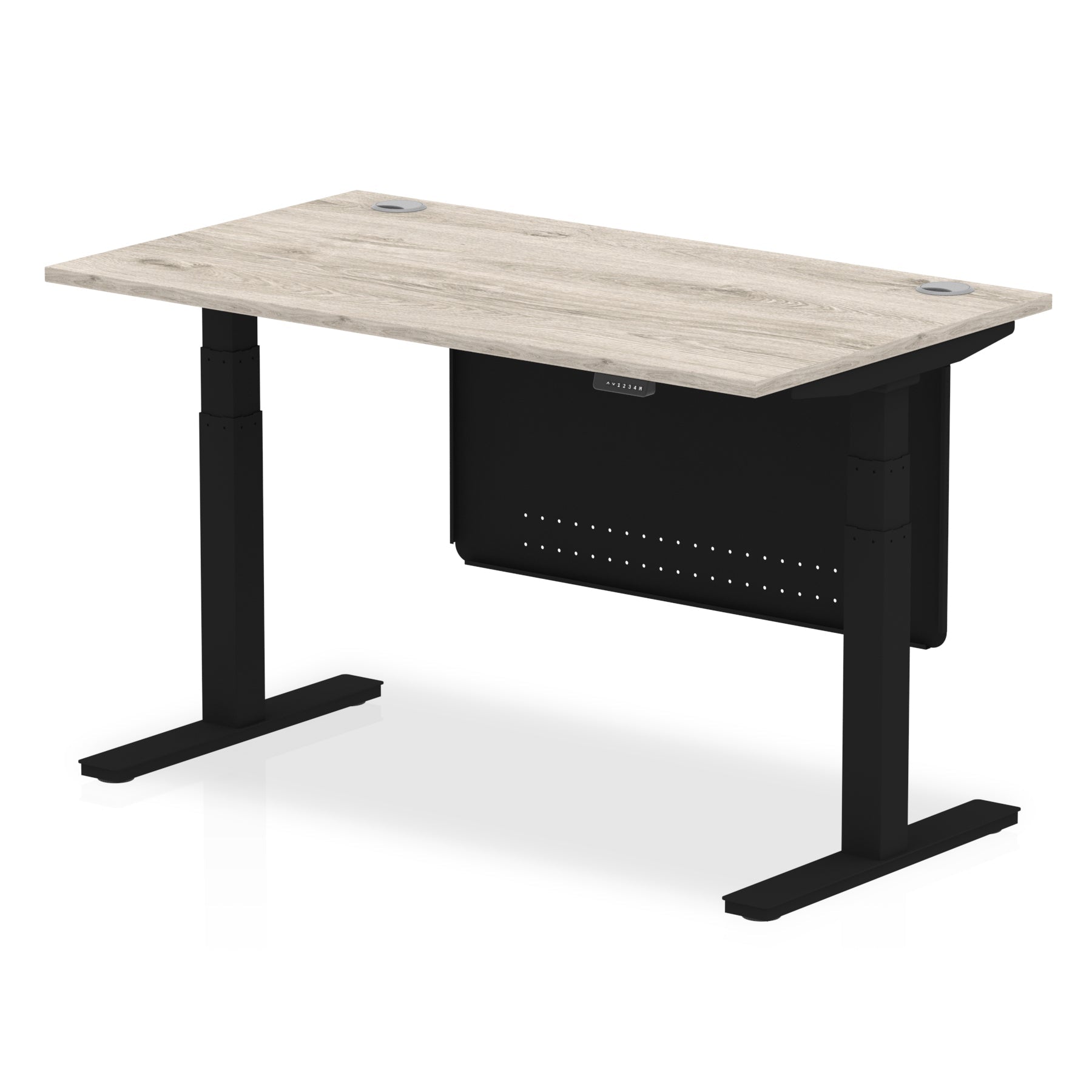 Office furniture air-height-adjustable-desk-with-cable-ports-with-steel-modesty-panel Dynamic  140 Colour Walnut 