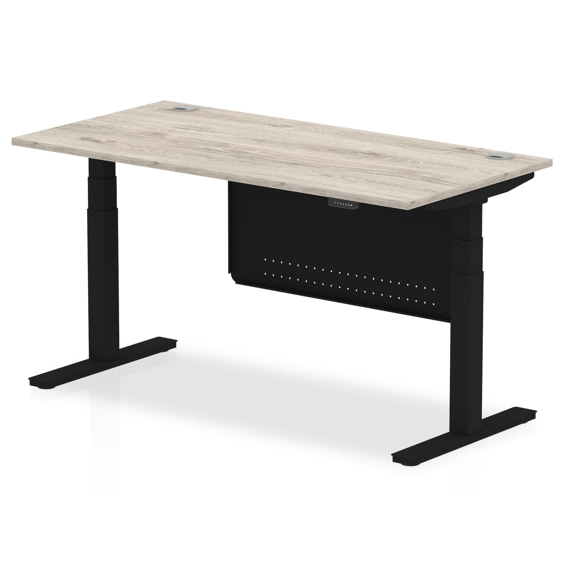 Office furniture air-height-adjustable-desk-with-cable-ports-with-steel-modesty-panel Dynamic  160 Colour Walnut 