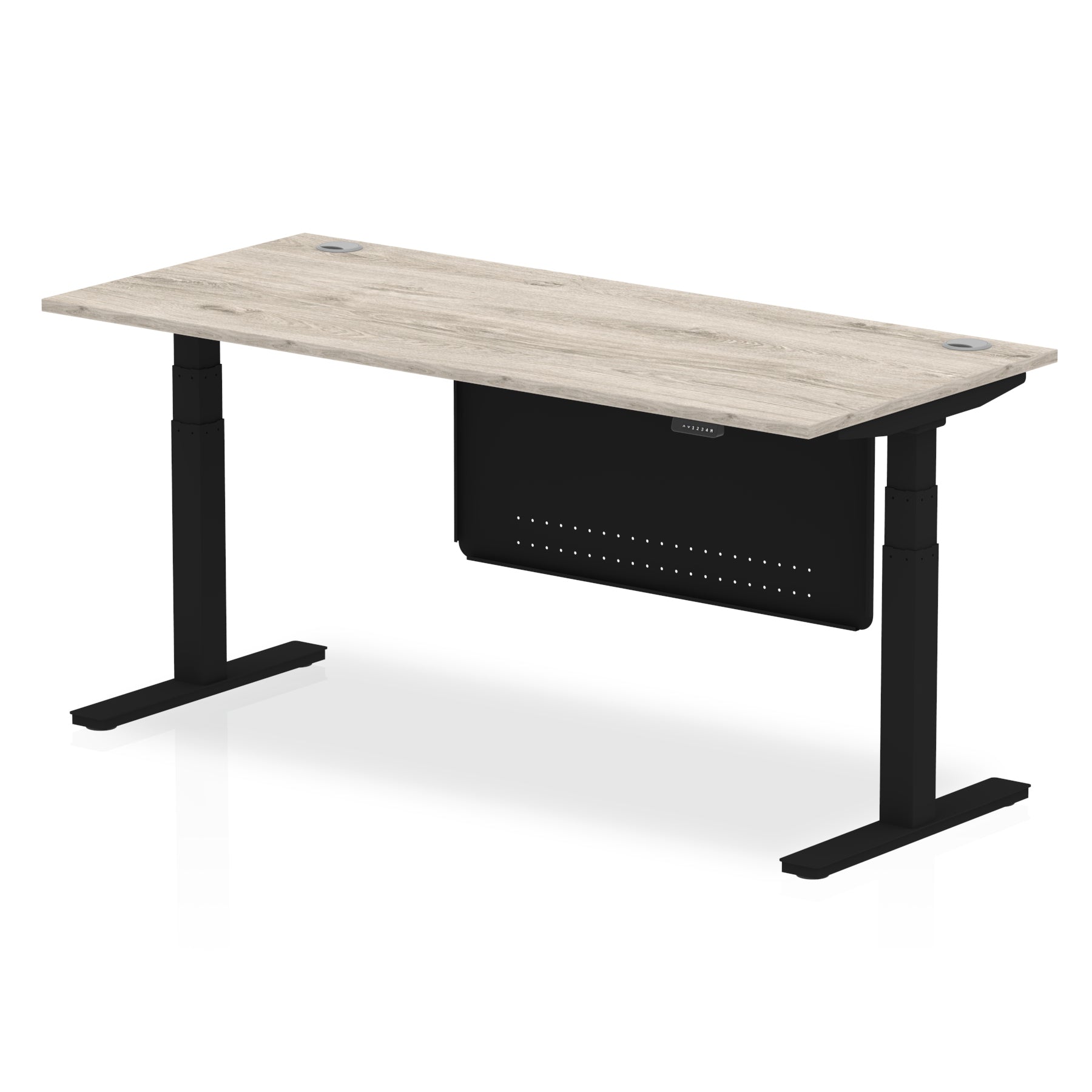 Office furniture air-height-adjustable-desk-with-cable-ports-with-steel-modesty-panel Dynamic  180 Colour Walnut 