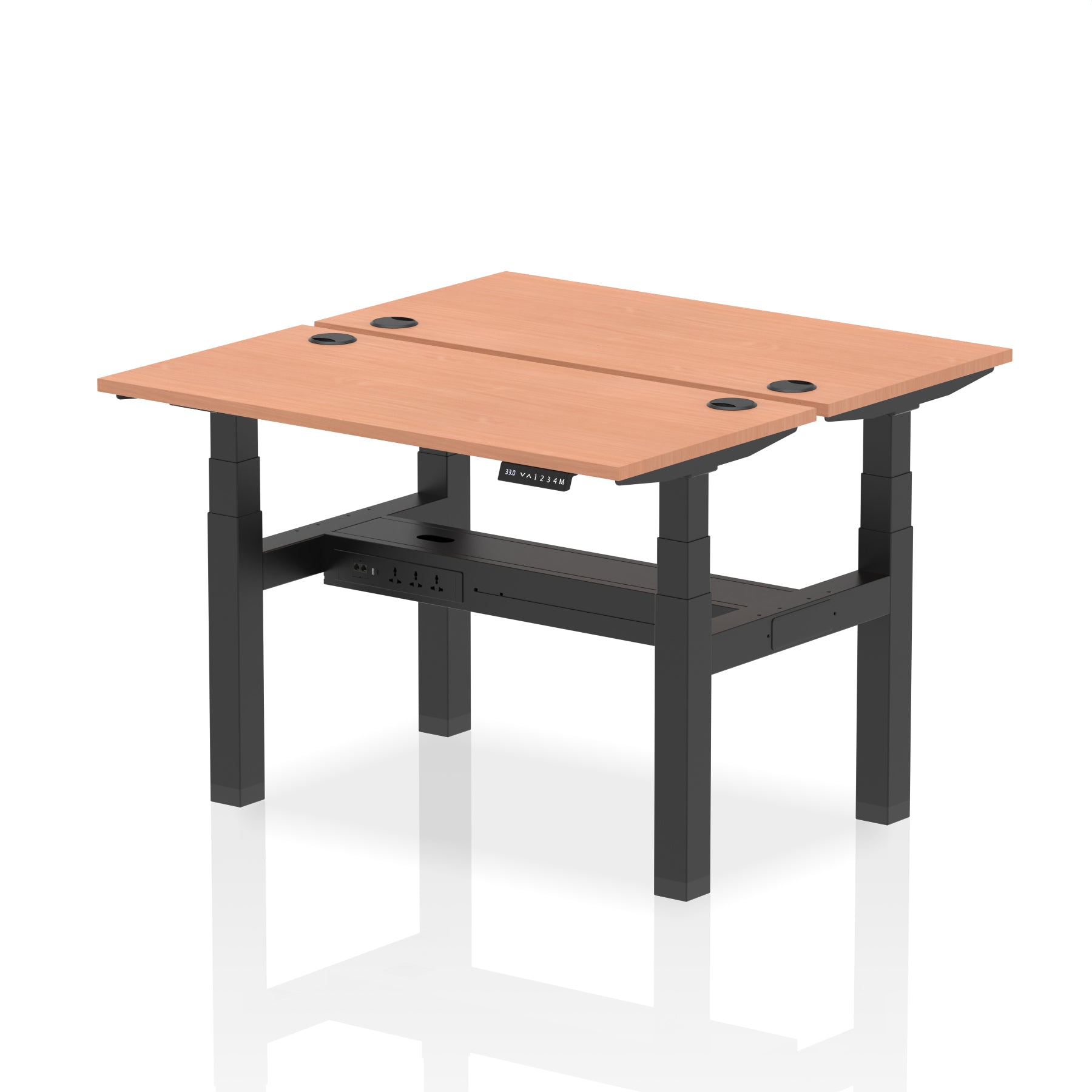 Height Adjustable Slimline  Desk for 2 Person Air Back to Back by Dynamics Desk Top  Beech Width 120cm