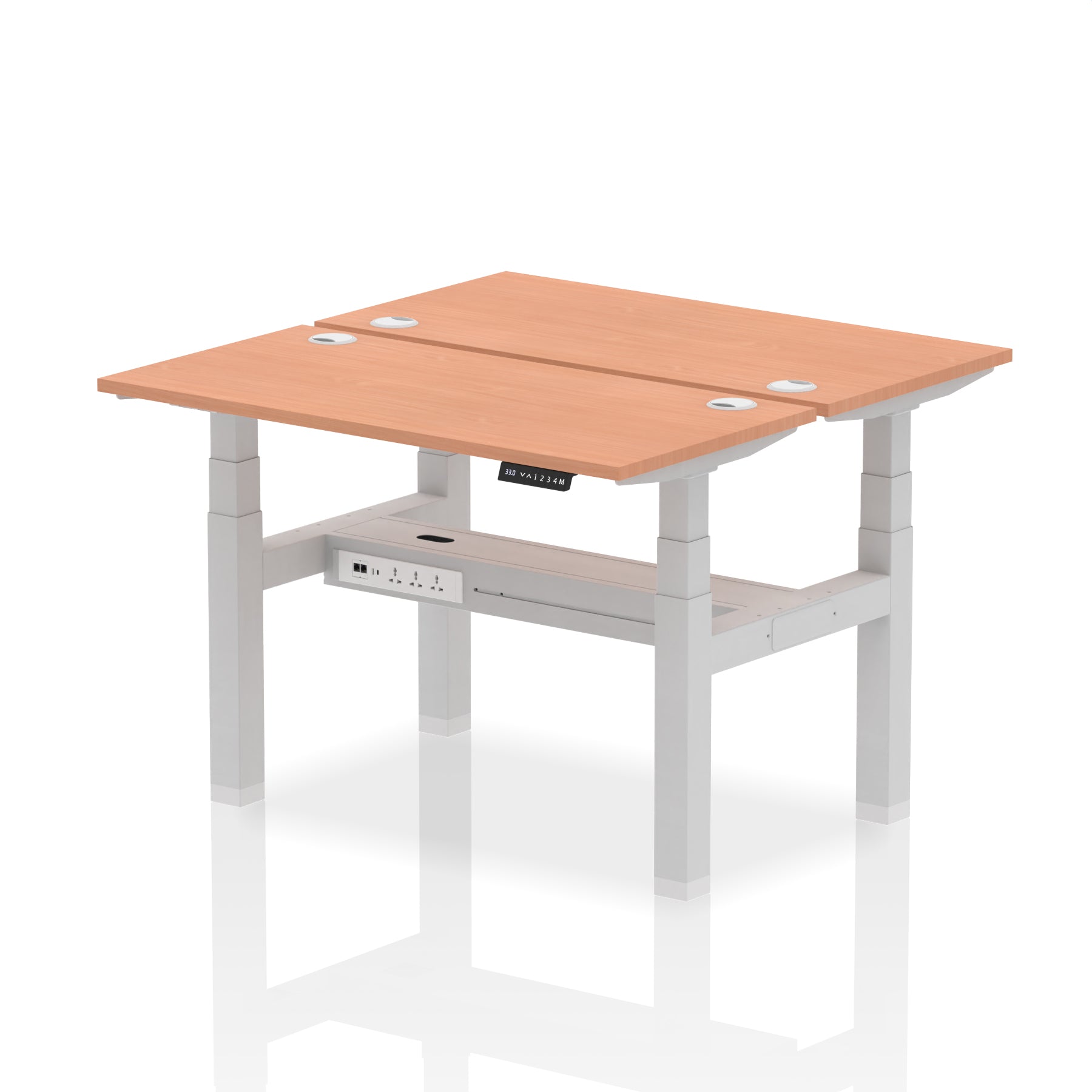 Air Back-to-Back Slimline Height Adjustable Bench Desk - 2 Person dynamic  Desk Top  Beech Width 120cm