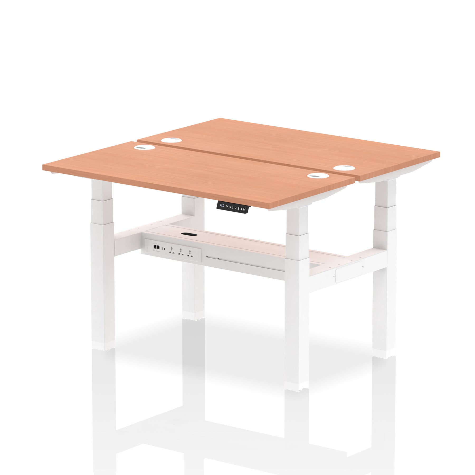 Air Back-to-Back Slimline Height Adjustable Bench Desk - 2 Person dynamic  Desk Top  Beech Width 120cm
