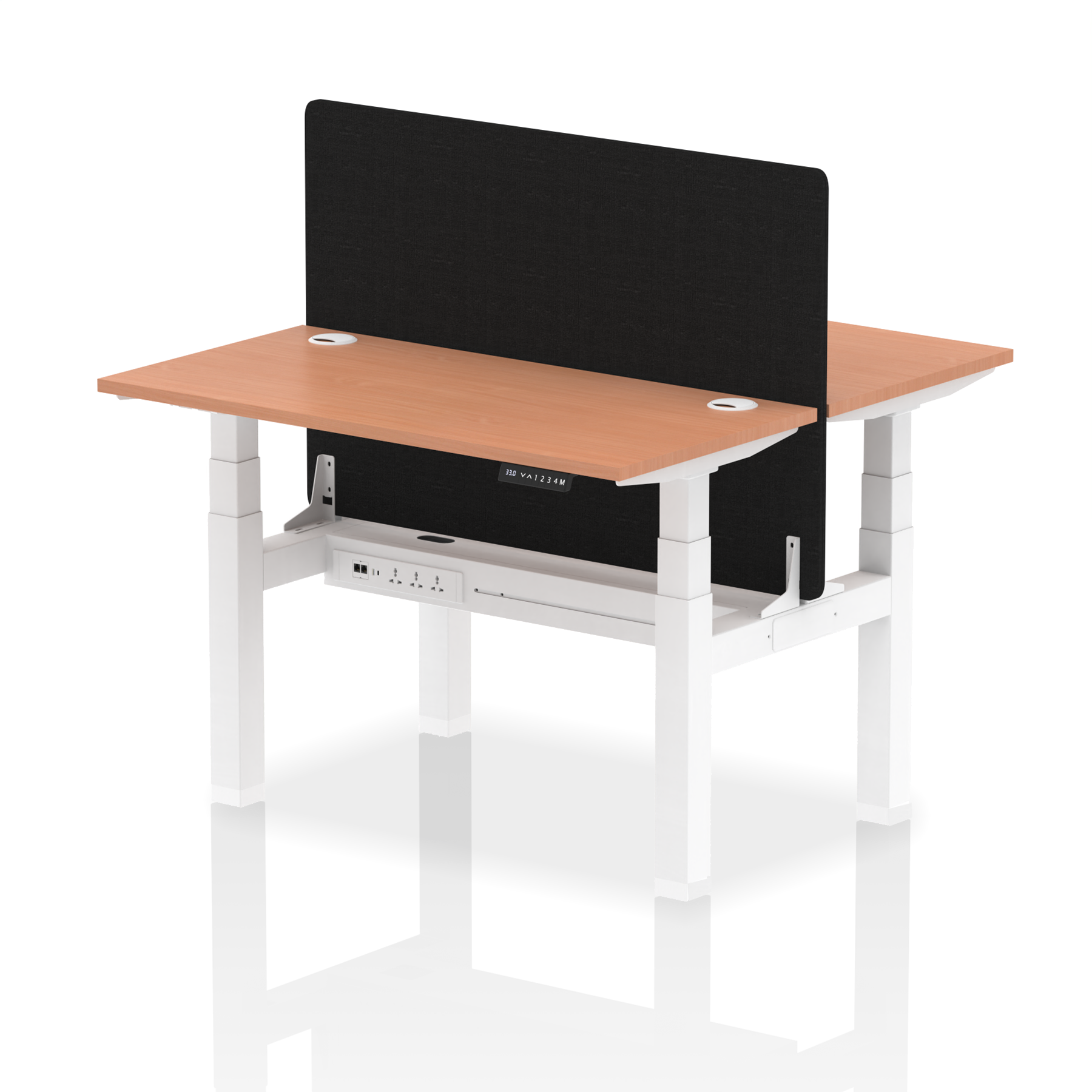 Air Back-to-Back Height Adjustable Bench Desk - 2 Person Black Screen dynamic  Desk Top  Beech Width 120cm