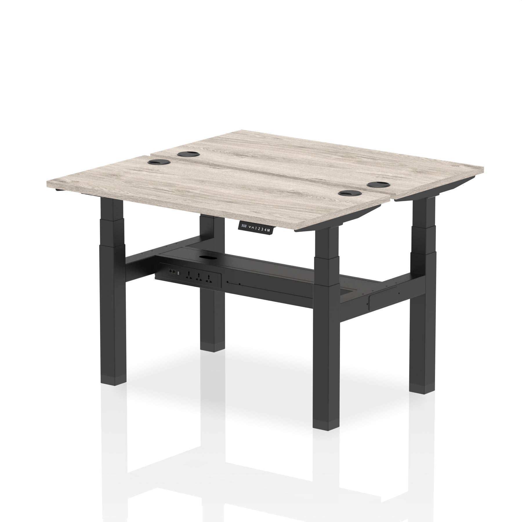Air Back-to-Back Slimline Height Adjustable Bench Desk - 2 Person dynamic  Desk Top  Grey Oak Width 120cm