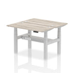 Air Back-to-Back Slimline Height Adjustable Bench Desk - 2 Person dynamic  Desk Top  Grey Oak Width 120cm