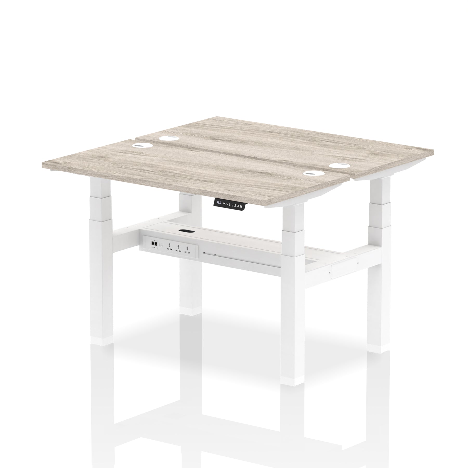 Air Back-to-Back Slimline Height Adjustable Bench Desk - 2 Person dynamic  Desk Top  Grey Oak Width 120cm