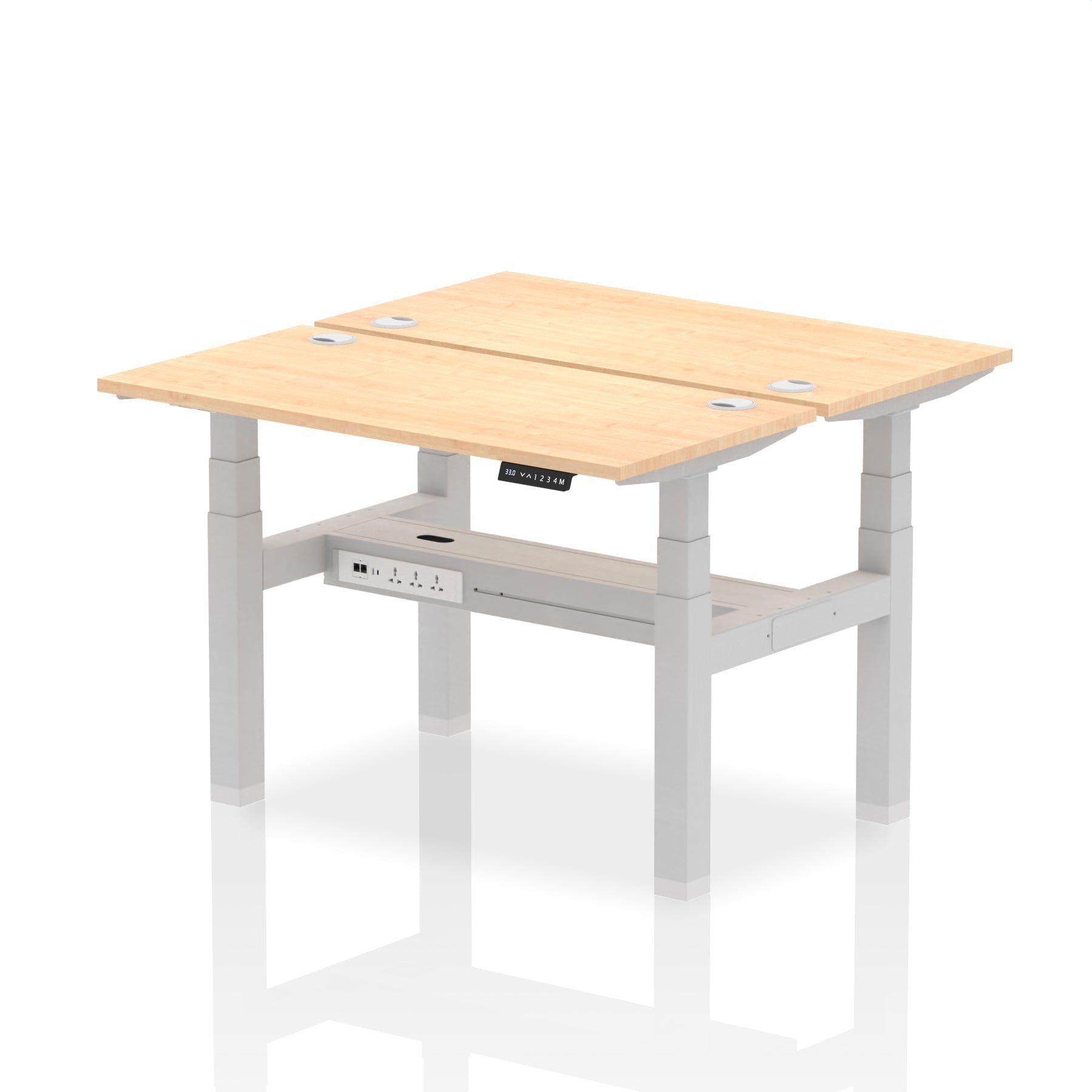 Air Back-to-Back Slimline Height Adjustable Bench Desk - 2 Person dynamic  Desk Top  Maple Width 120cm