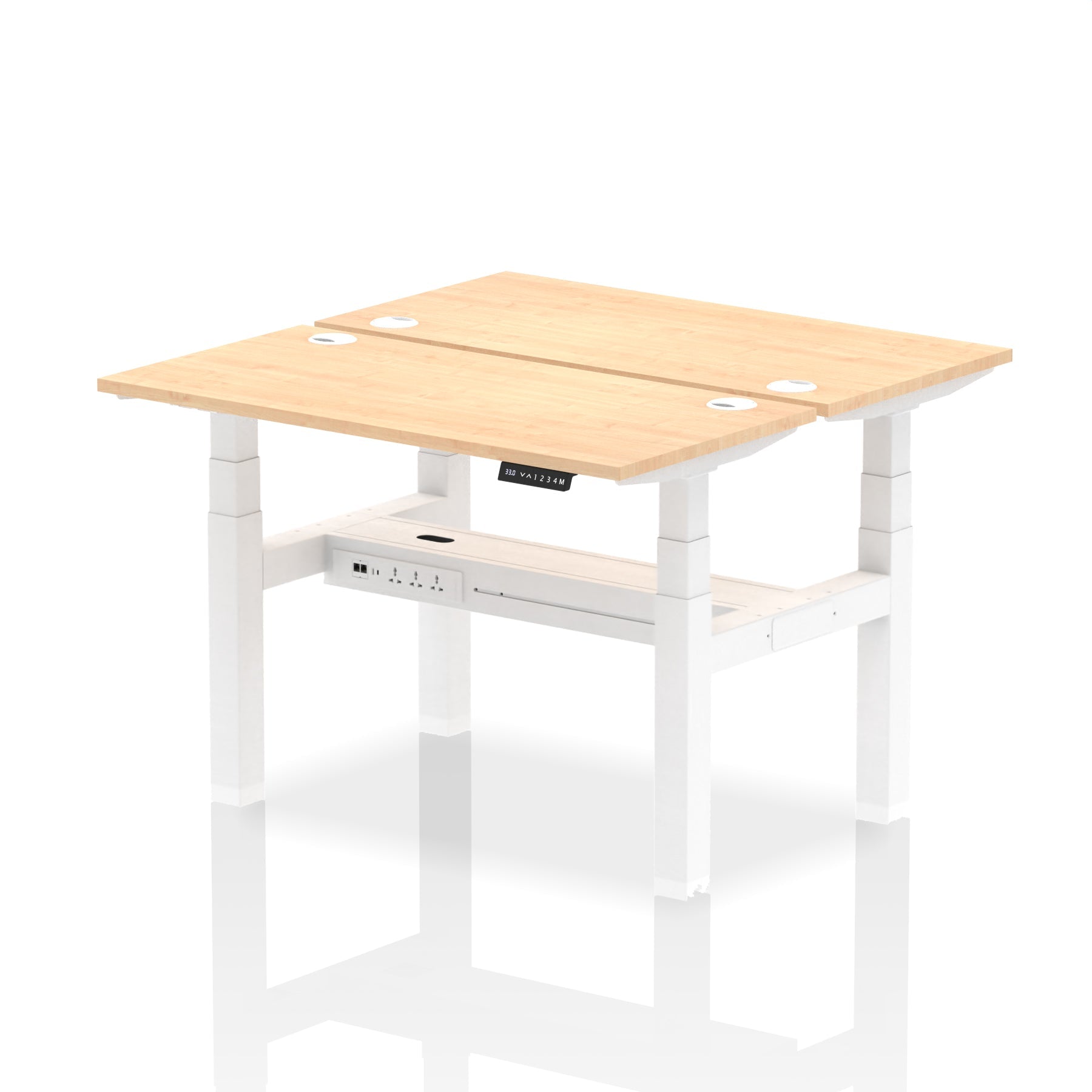 Air Back-to-Back Slimline Height Adjustable Bench Desk - 2 Person dynamic  Desk Top  Maple Width 120cm