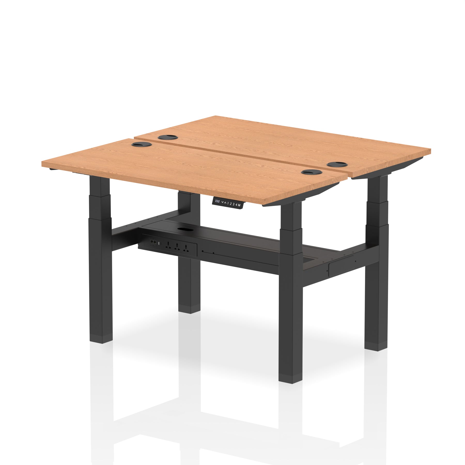 Air Back-to-Back Slimline Height Adjustable Bench Desk - 2 Person dynamic  Desk Top  Oak Width 120cm