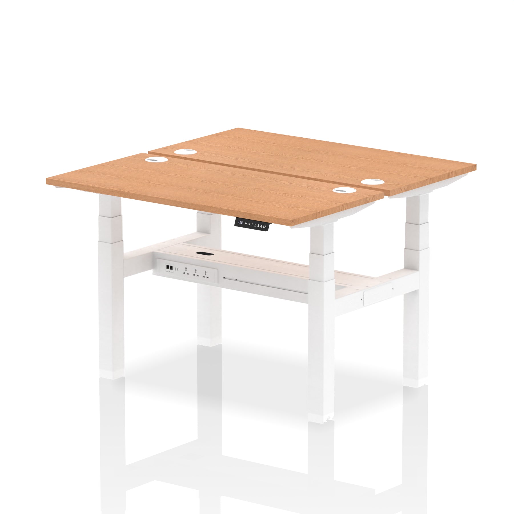 Air Back-to-Back Slimline Height Adjustable Bench Desk - 2 Person dynamic  Desk Top  Oak Width 120cm