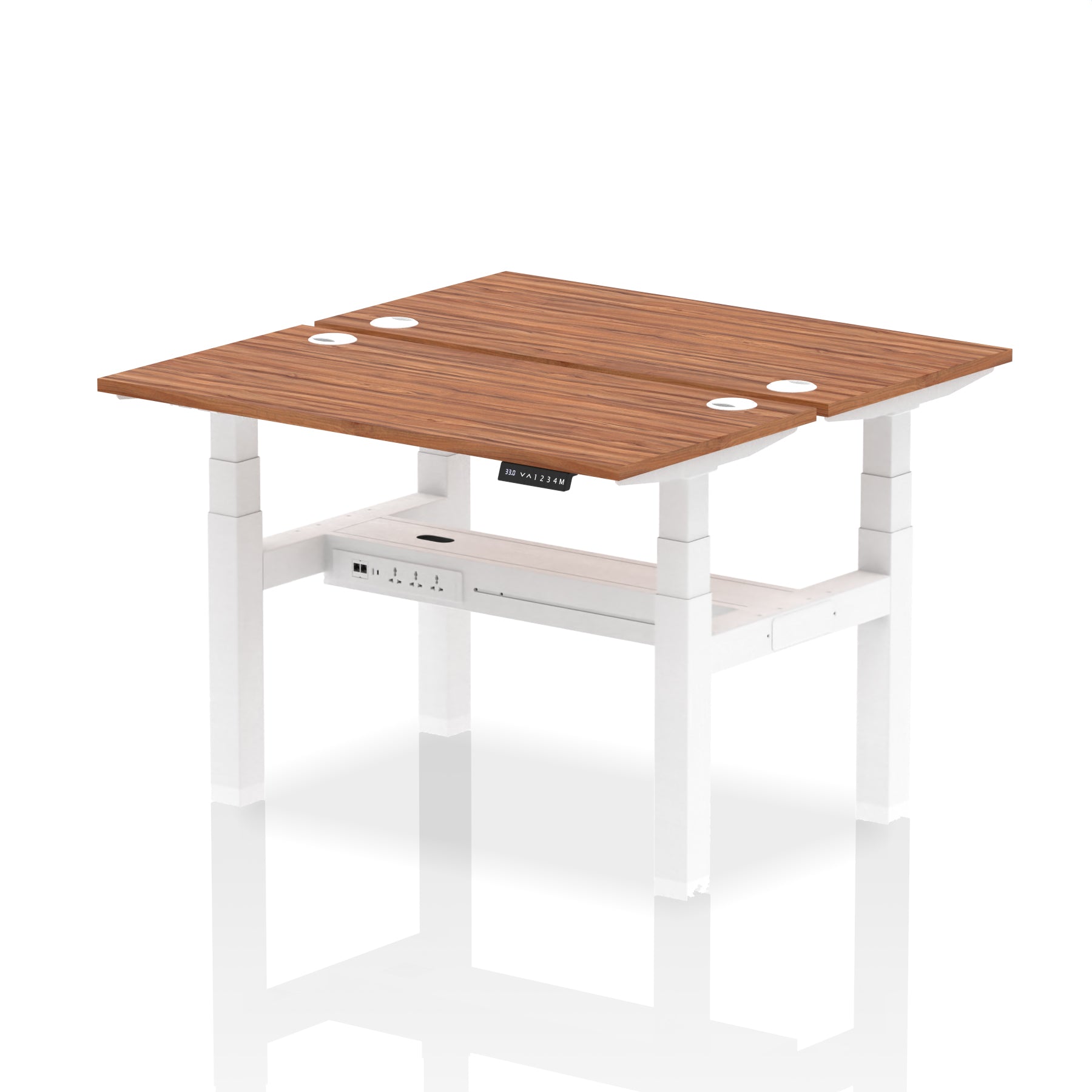 Air Back-to-Back Slimline Height Adjustable Bench Desk - 2 Person dynamic  Desk Top  Walnut Width 120cm