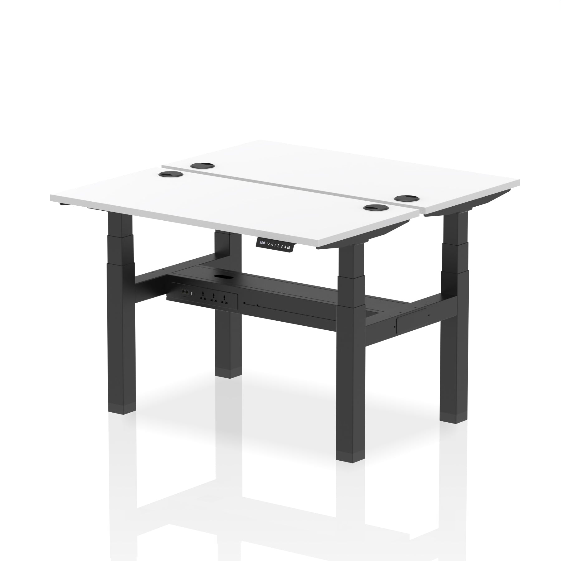 Air Back-to-Back Slimline Height Adjustable Bench Desk - 2 Person dynamic  Desk Top  White Width 120cm