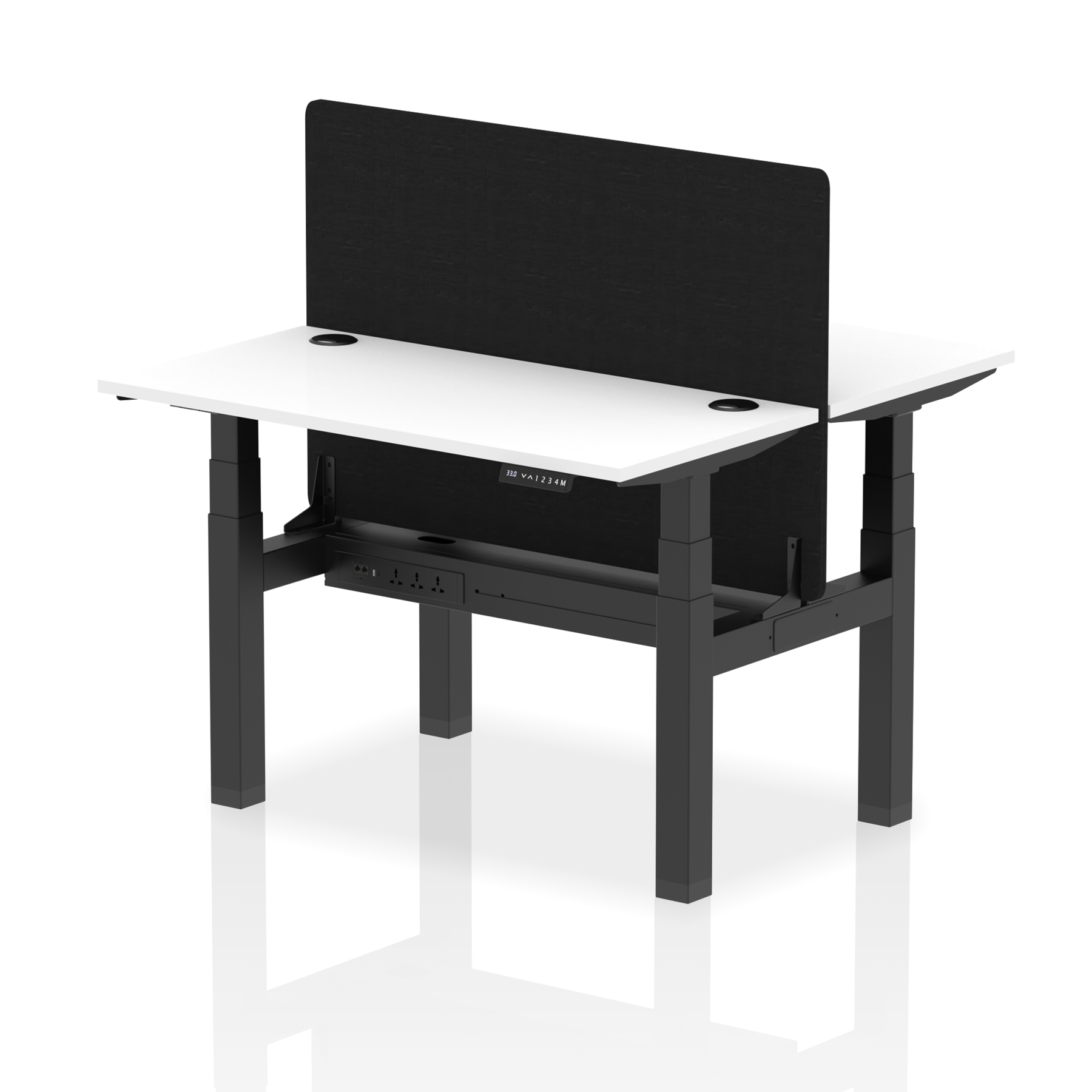 Air Back-to-Back Height Adjustable Bench Desk - 2 Person Black Screen dynamic  Desk Top  White Width 120cm