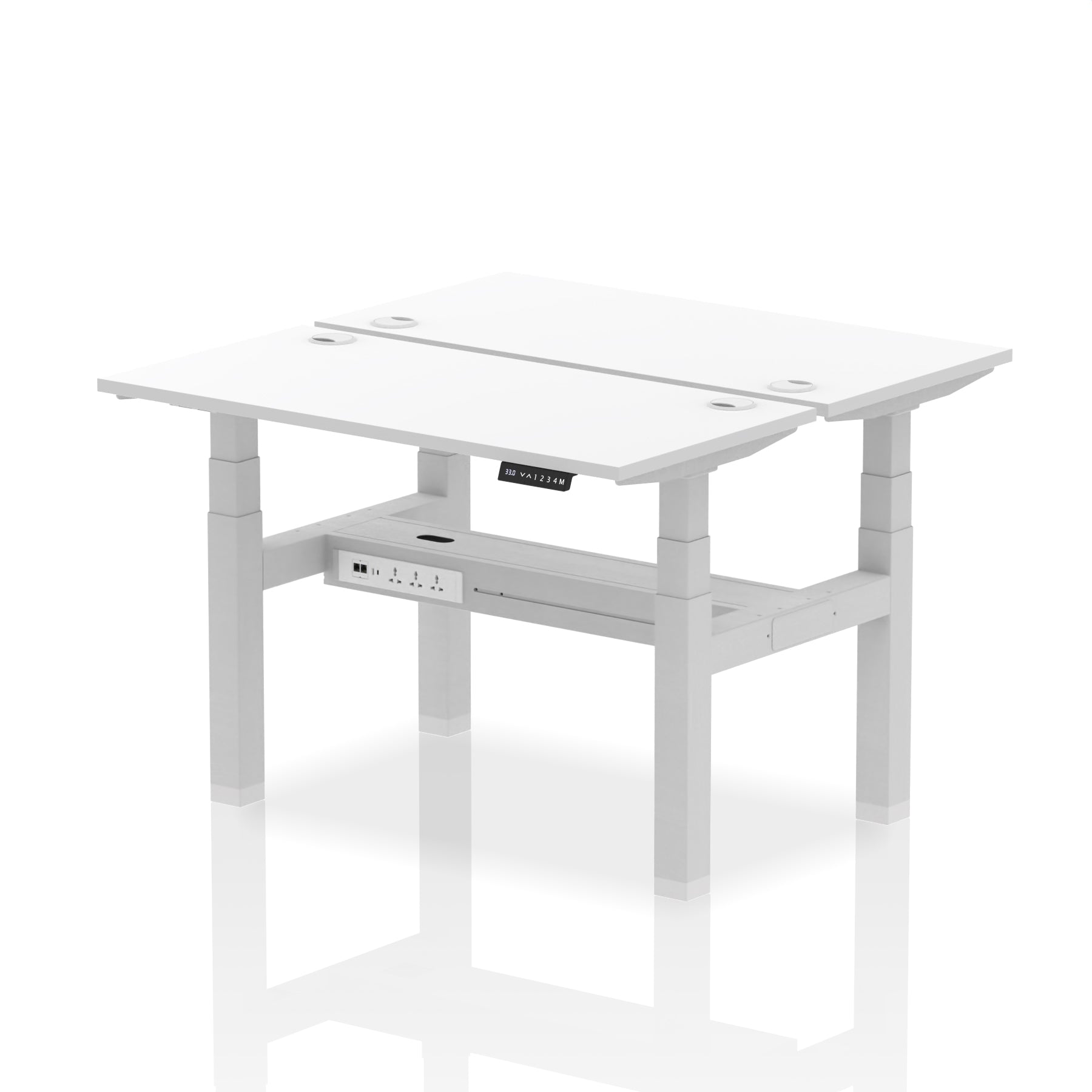 Air Back-to-Back Slimline Height Adjustable Bench Desk - 2 Person dynamic  Desk Top  White Width 120cm