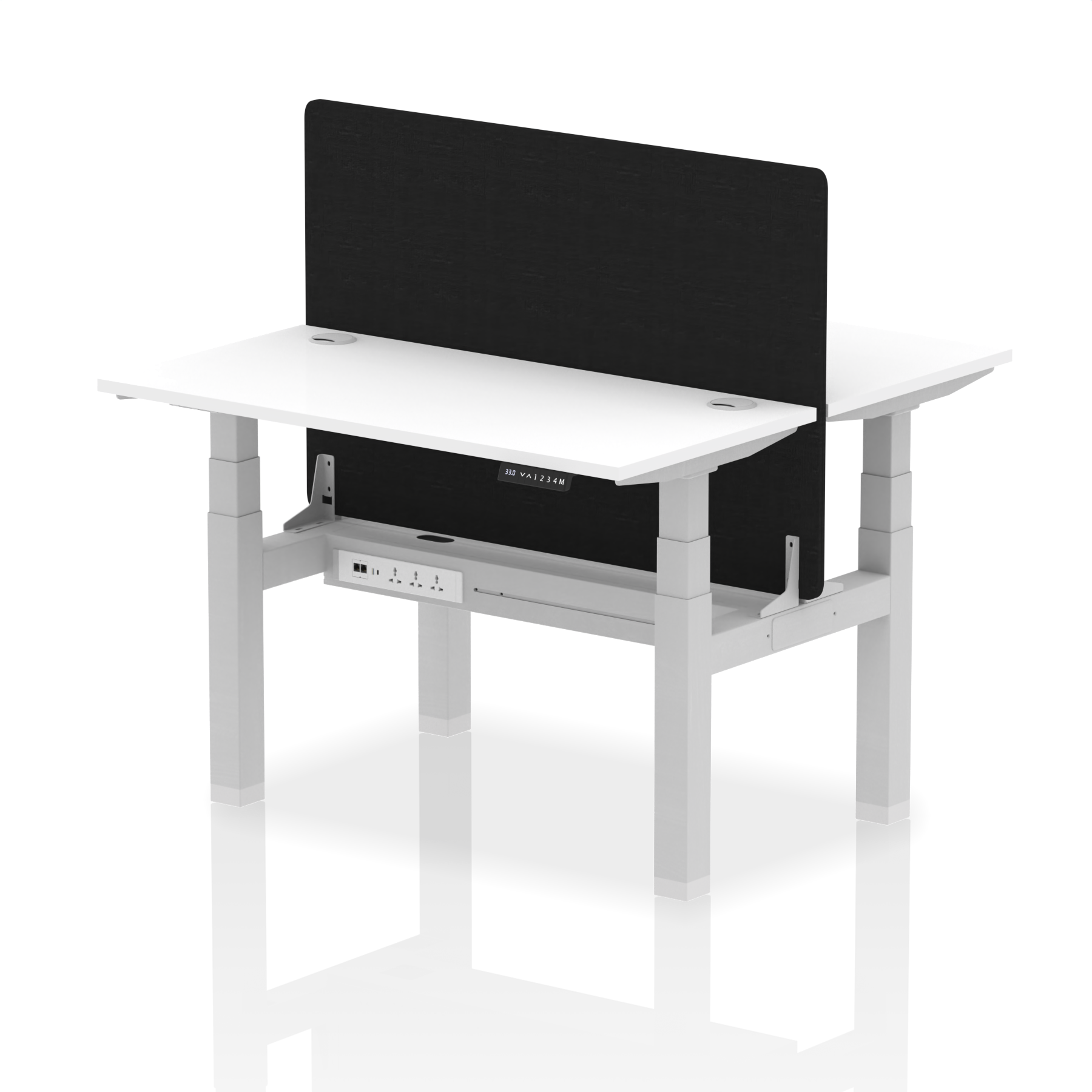 Air Back-to-Back Height Adjustable Bench Desk - 2 Person Black Screen dynamic  Desk Top  White Width 120cm