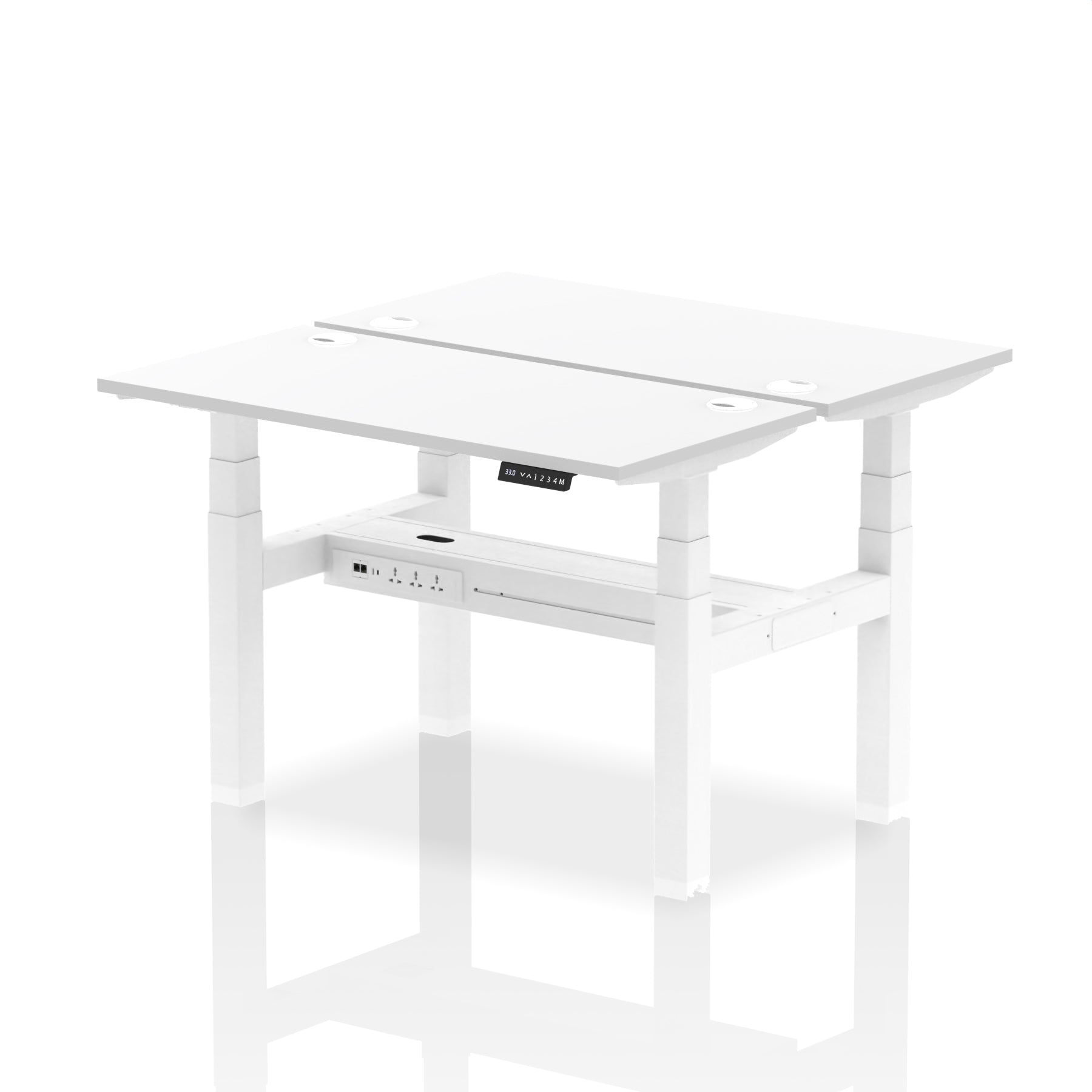 Air Back-to-Back Slimline Height Adjustable Bench Desk - 2 Person dynamic  Desk Top  White Width 120cm