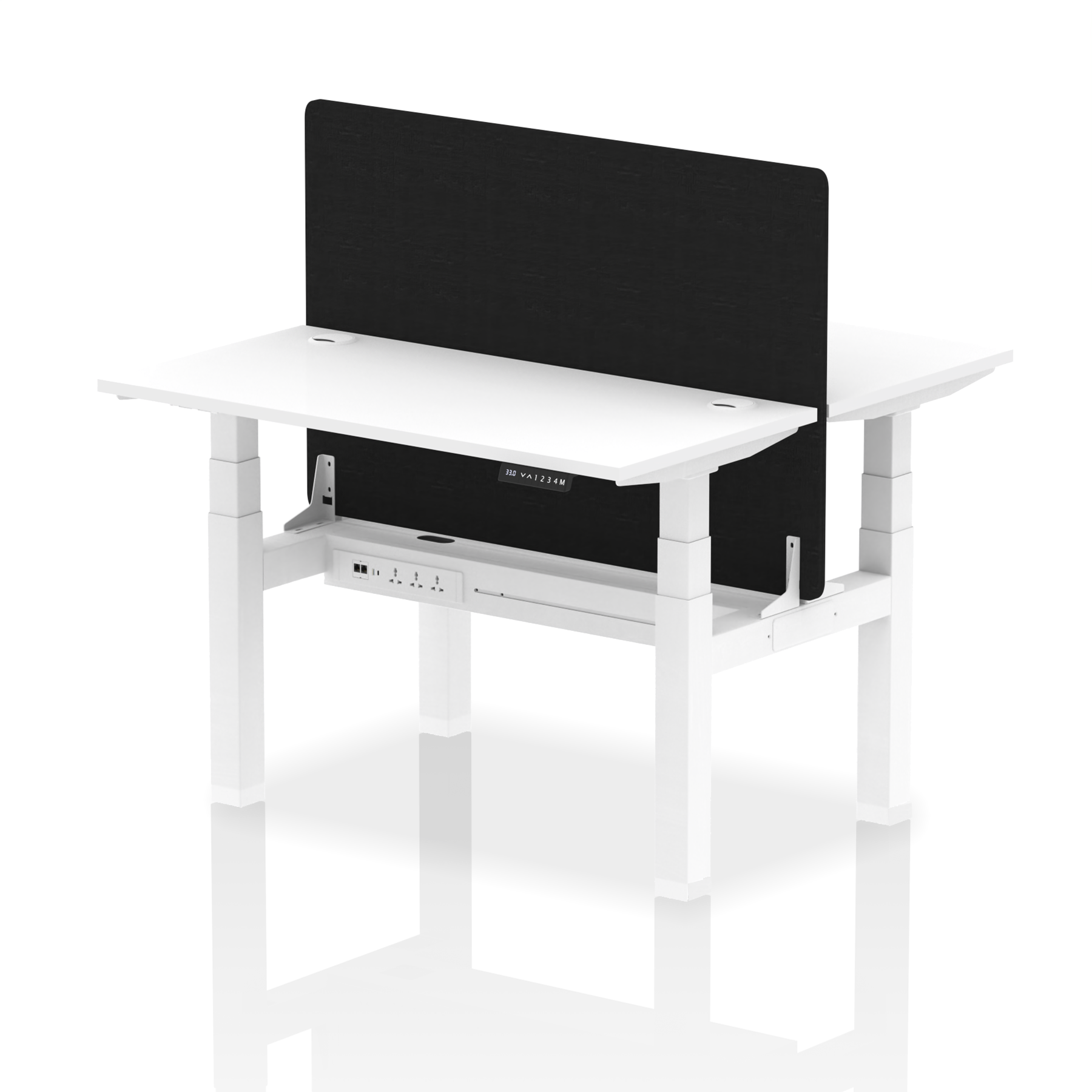 Air Back-to-Back Height Adjustable Bench Desk - 2 Person Black Screen dynamic  Desk Top  White Width 120cm